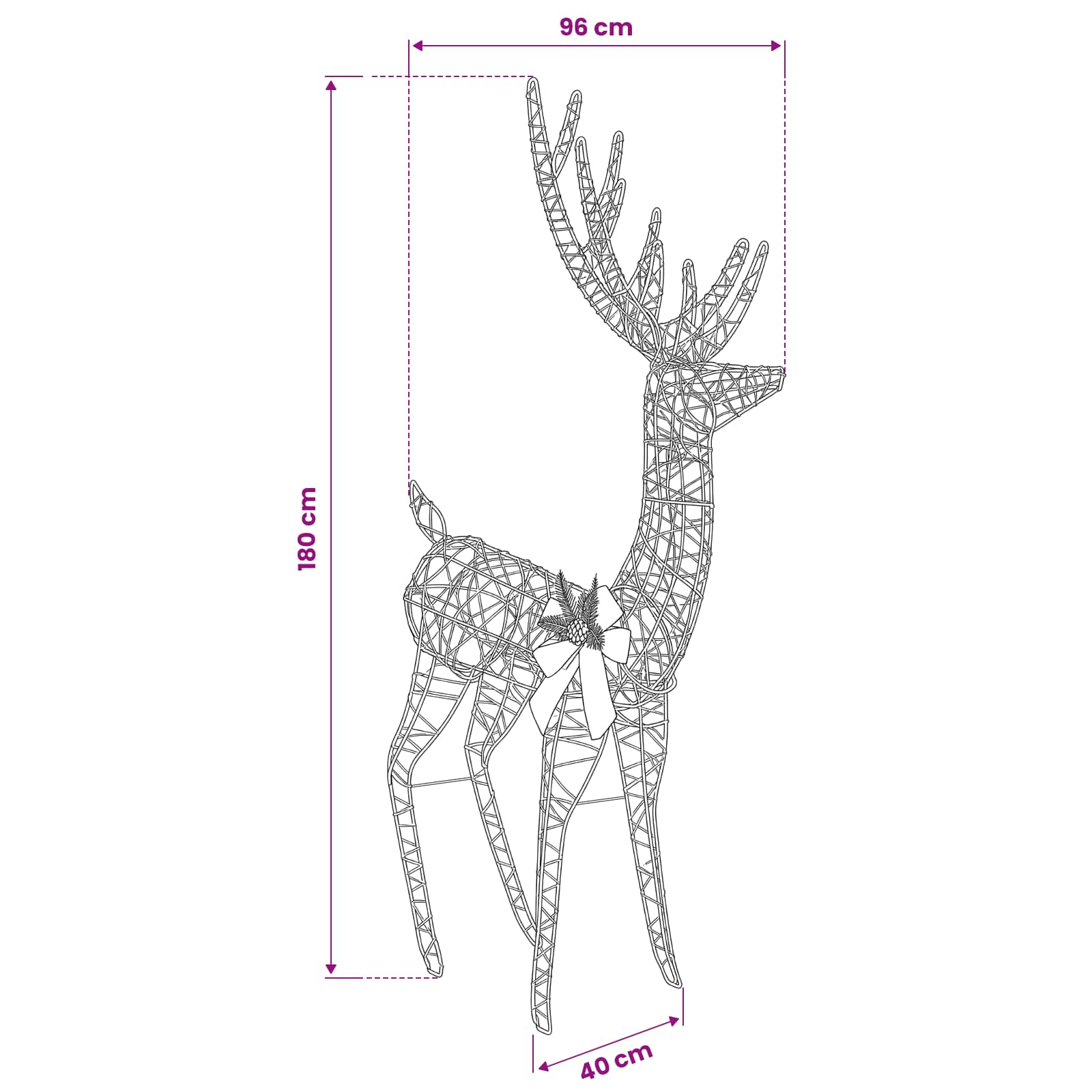 3D Christmas Reindeer LOVIISA 560 LEDs Cold size guide
