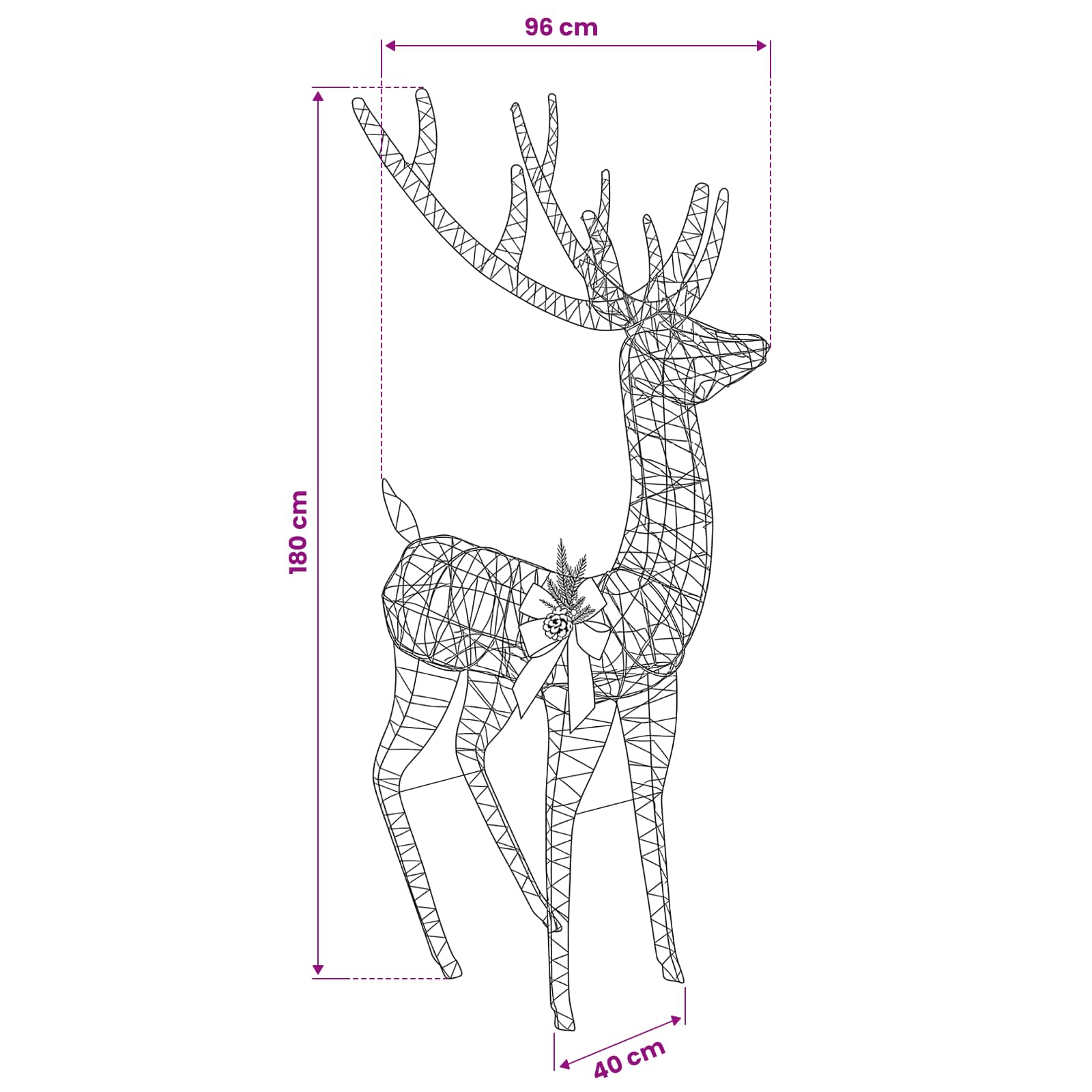 3D Christmas Reindeer LOVIISA 560 LEDs Warm size guide