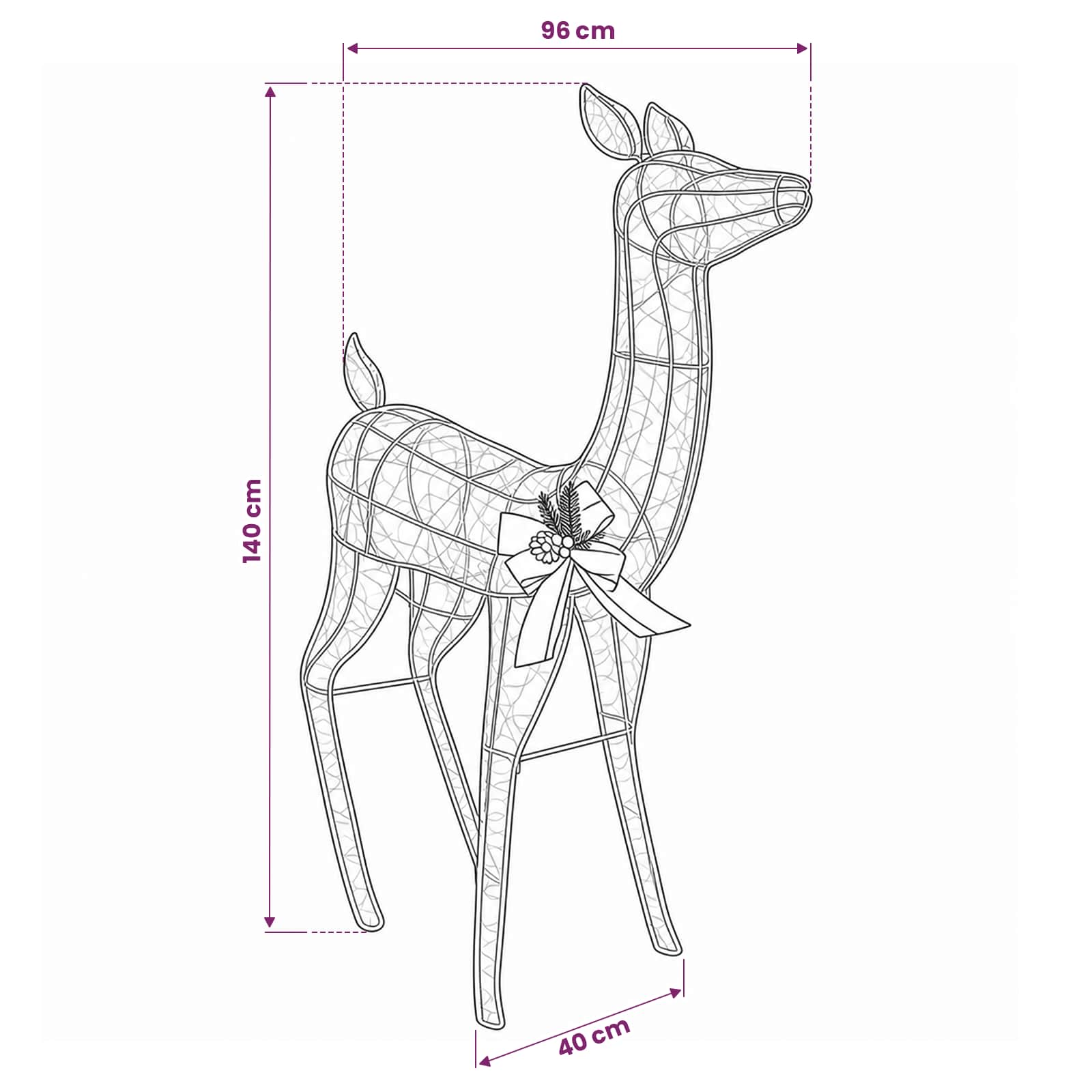 3D Christmas Reindeer LOVIISA 200 LEDs Warm size guide