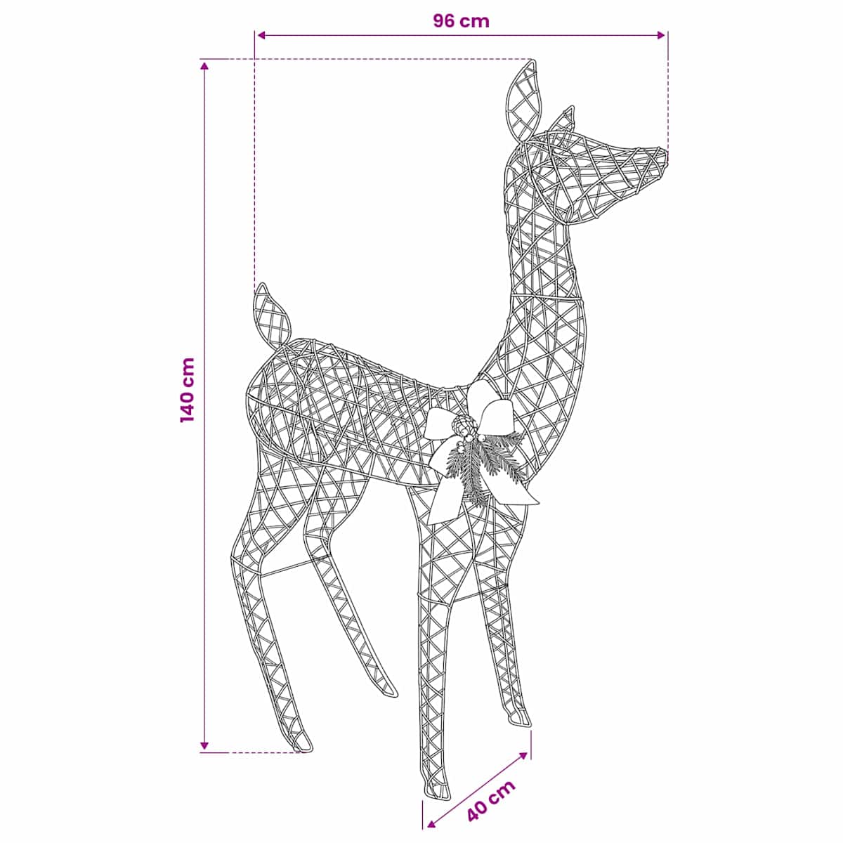 3D Jule Rensdyr LOVIISA 200 LED'er Varm hvid 96 x 40 x 140 cm - Billede 6