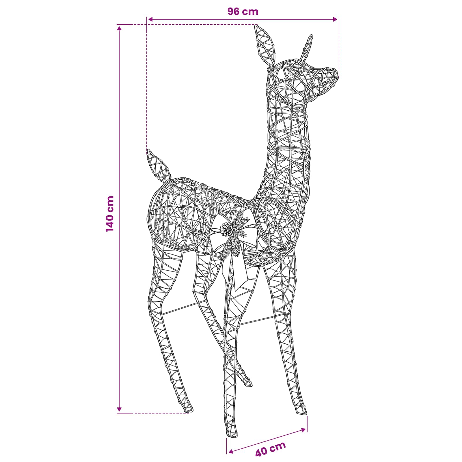 3D Christmas Reindeer LOVIISA 200 LEDs Warm size guide