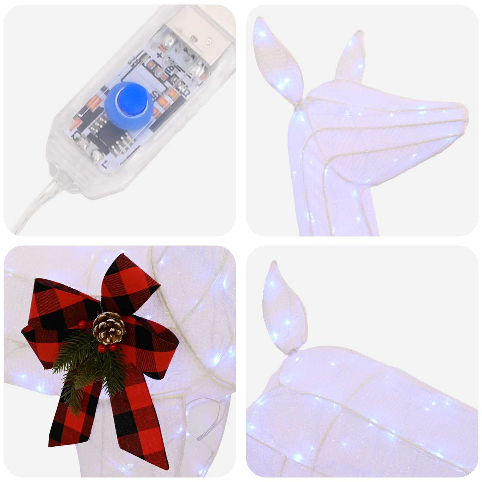 3D božični jelen LOVIISA 200 LED Hladno bela 96 x 40 x 140 cm