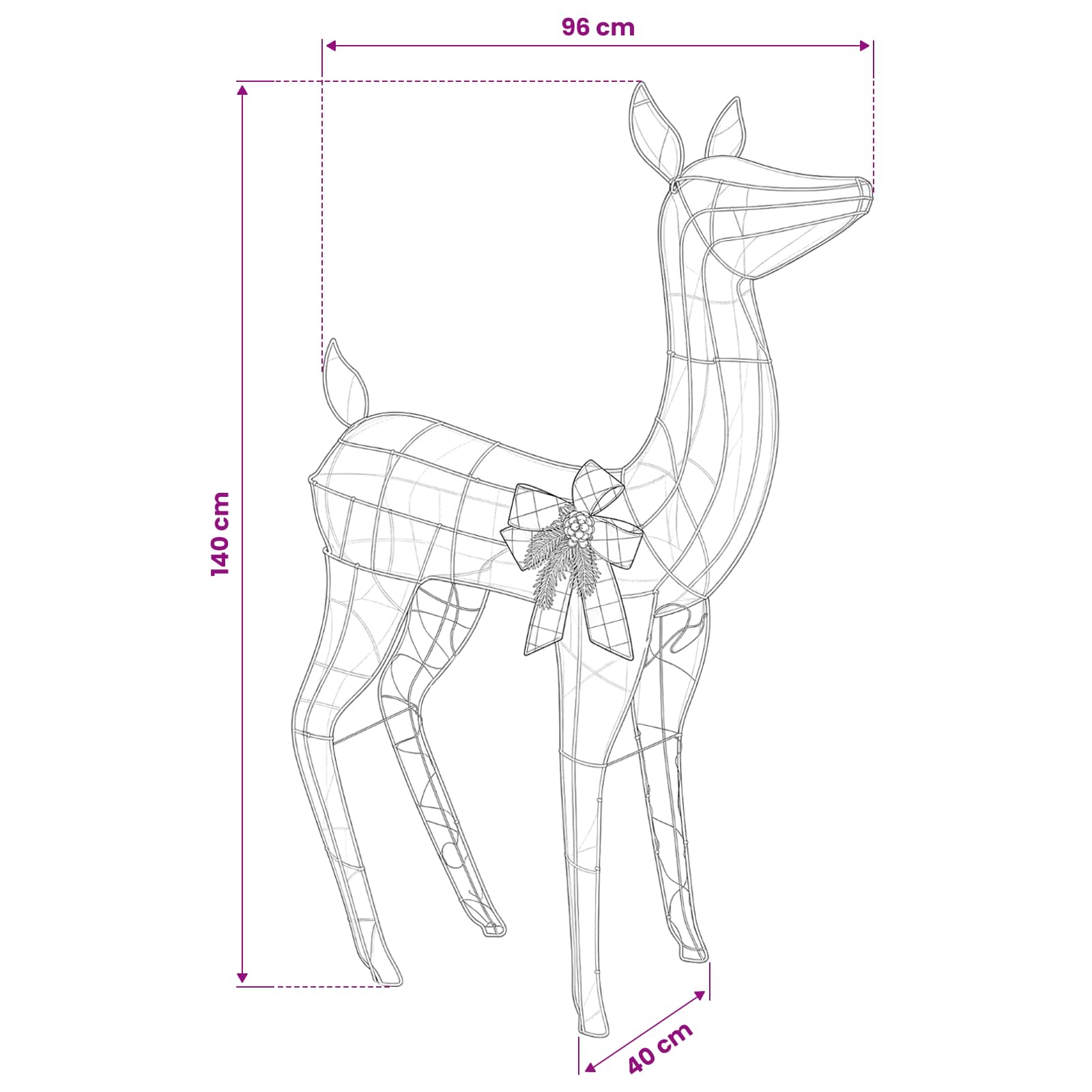 3D Christmas Reindeer LOVIISA 200 LEDs Cold size guide
