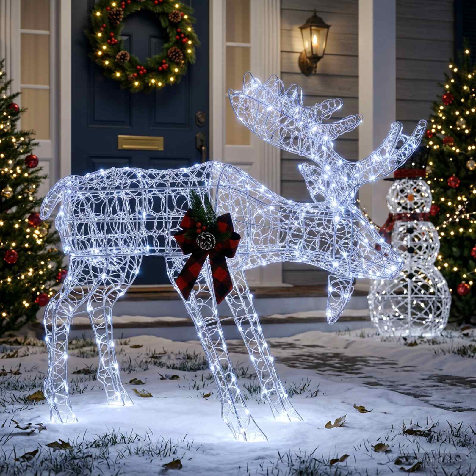 Božični okras los Bela 120 x 27 x 105 cm Akril 170 LED