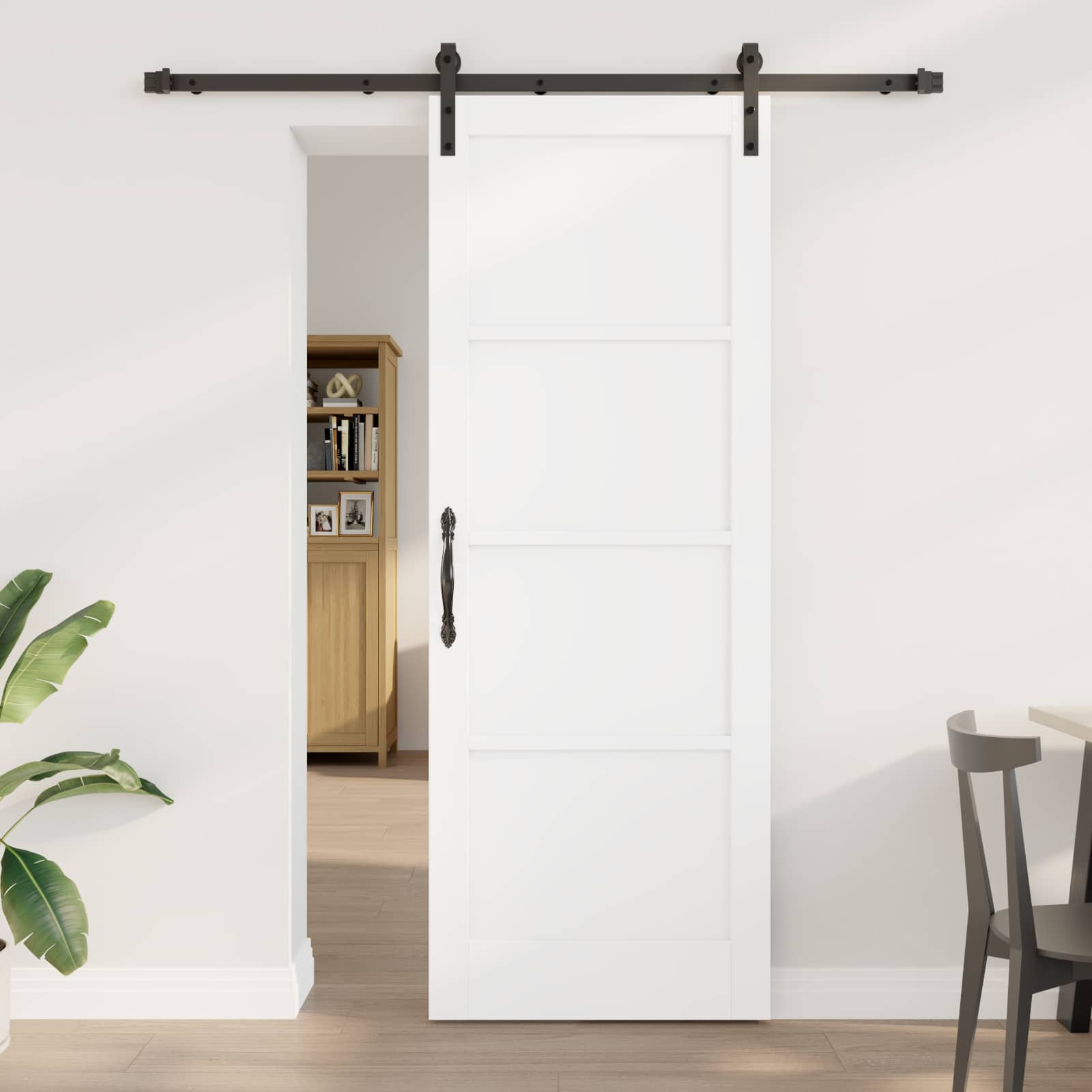 vidaXL Skydedør 78 x 211 cm Massivt fyrretræ Hvid og sort