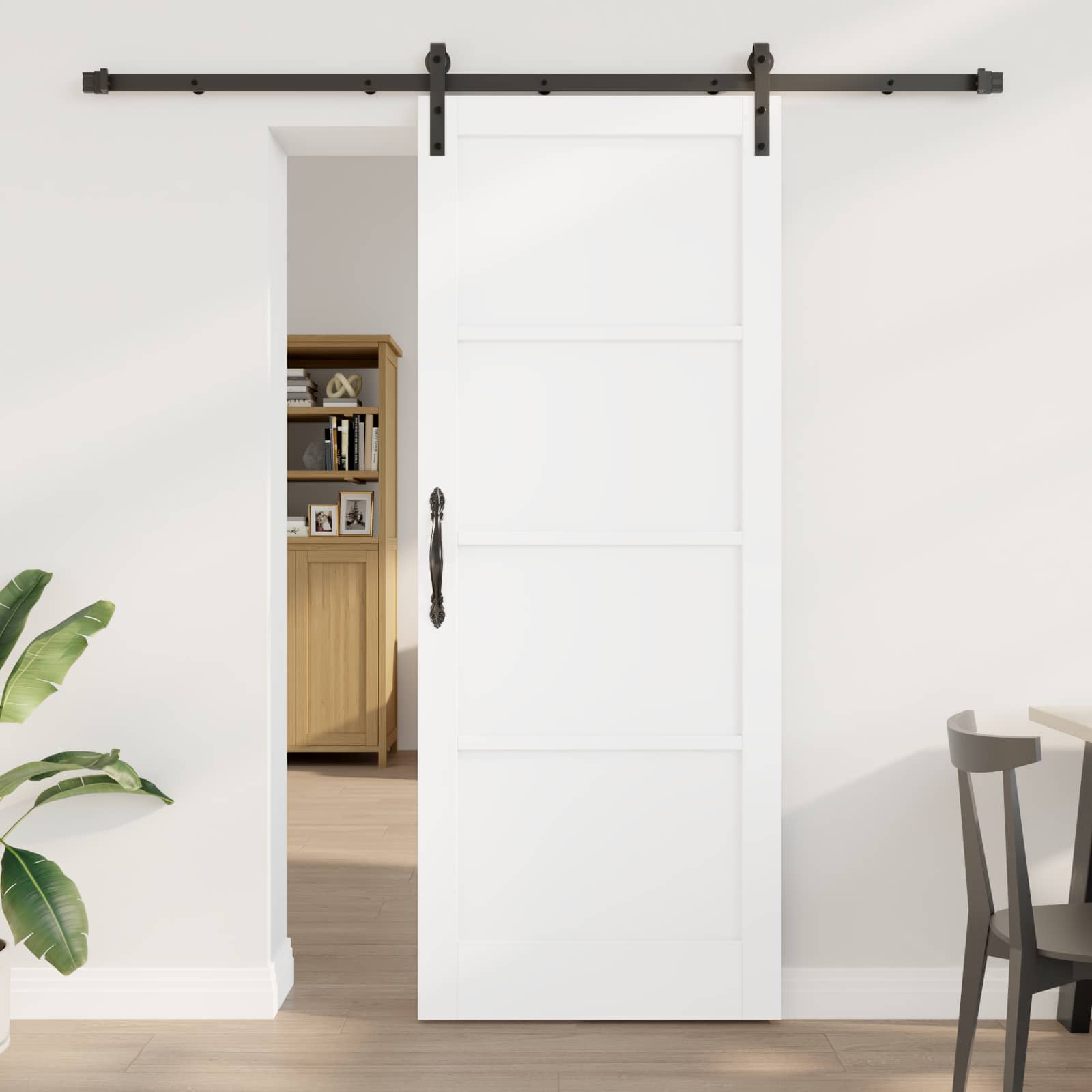 vidaXL Skydedør 83 x 211 cm Konstrueret træ Hvid og sort