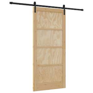 vidaXL Libisev uks 93 x 202 cm Tehispuit Naturaalne ja must