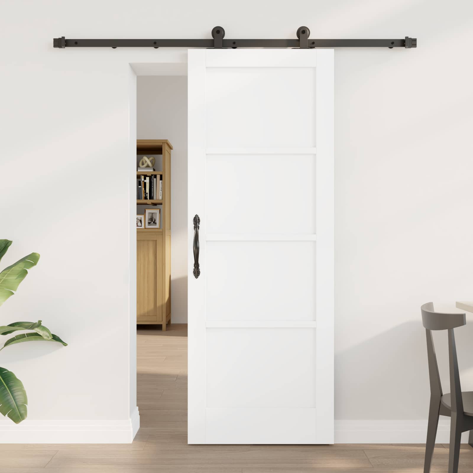 vidaXL Skydedør 73,5 x 198,5 cm Konstrueret træ Hvid og sort