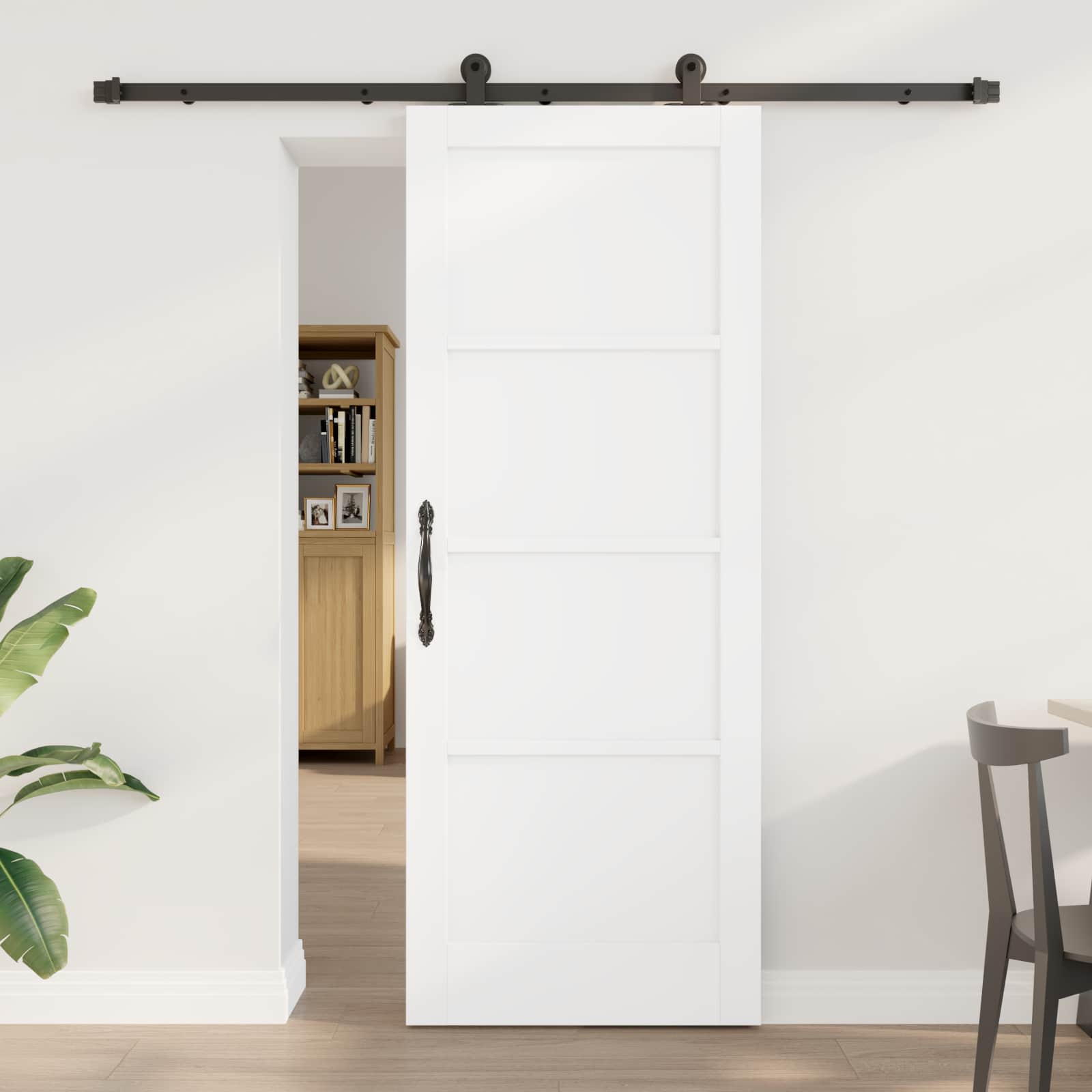vidaXL Skydedør 78 x 202 cm Konstrueret træ Hvid og sort