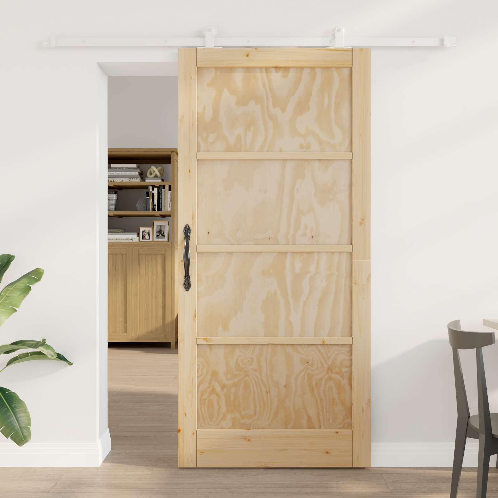 vidaXL Skydedør 93 x 202 cm Konstrueret træ Natur og hvid