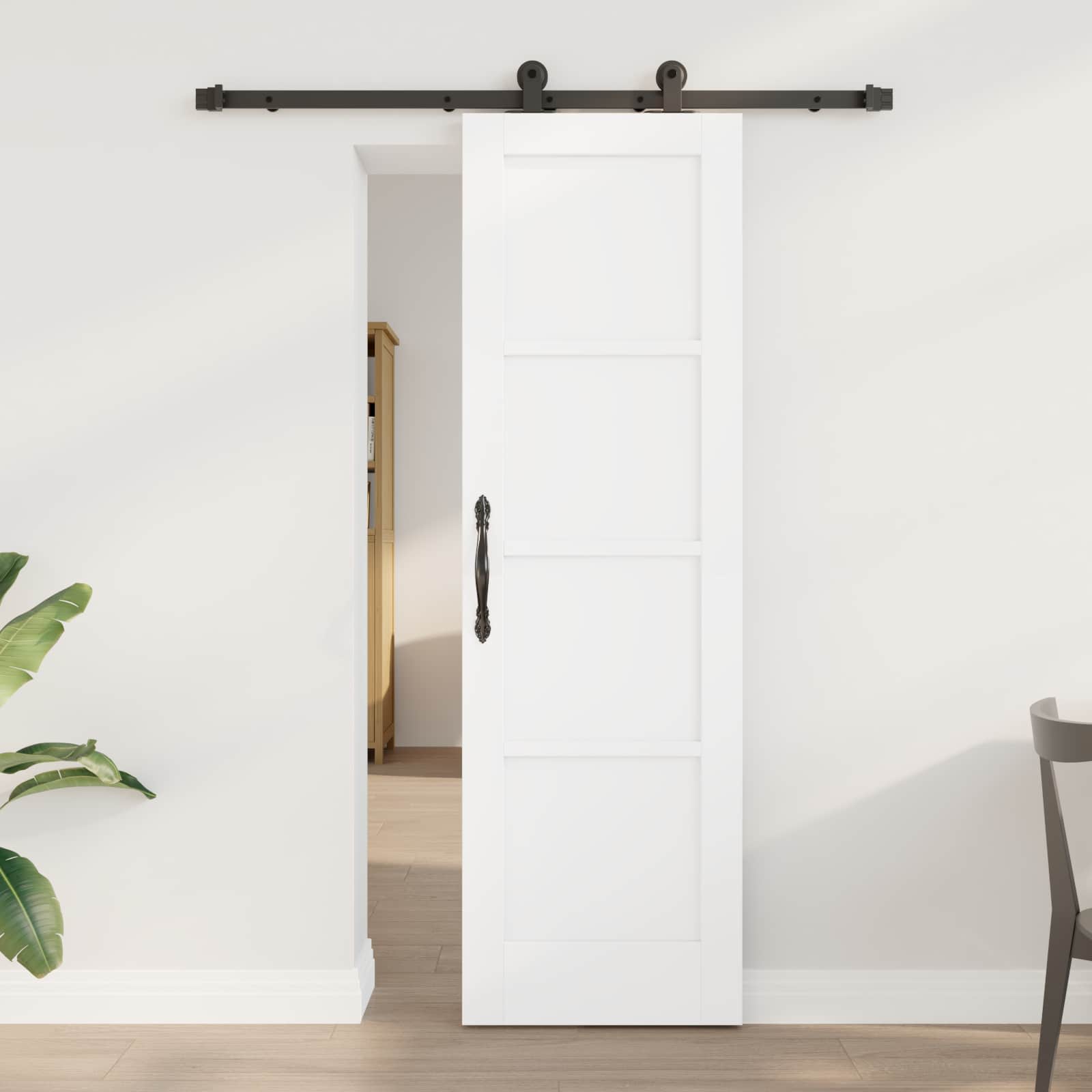 vidaXL Skydedør ORKDAL 61 x 198,5 cm Konstrueret træ Hvid og sort