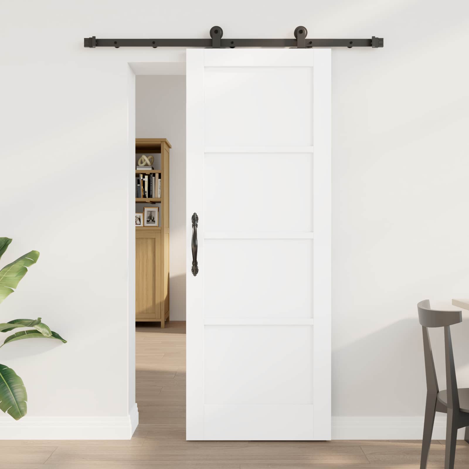 vidaXL Skydedør ORKDAL 73,5 x 198,5 cm Konstrueret træ Hvid og sort