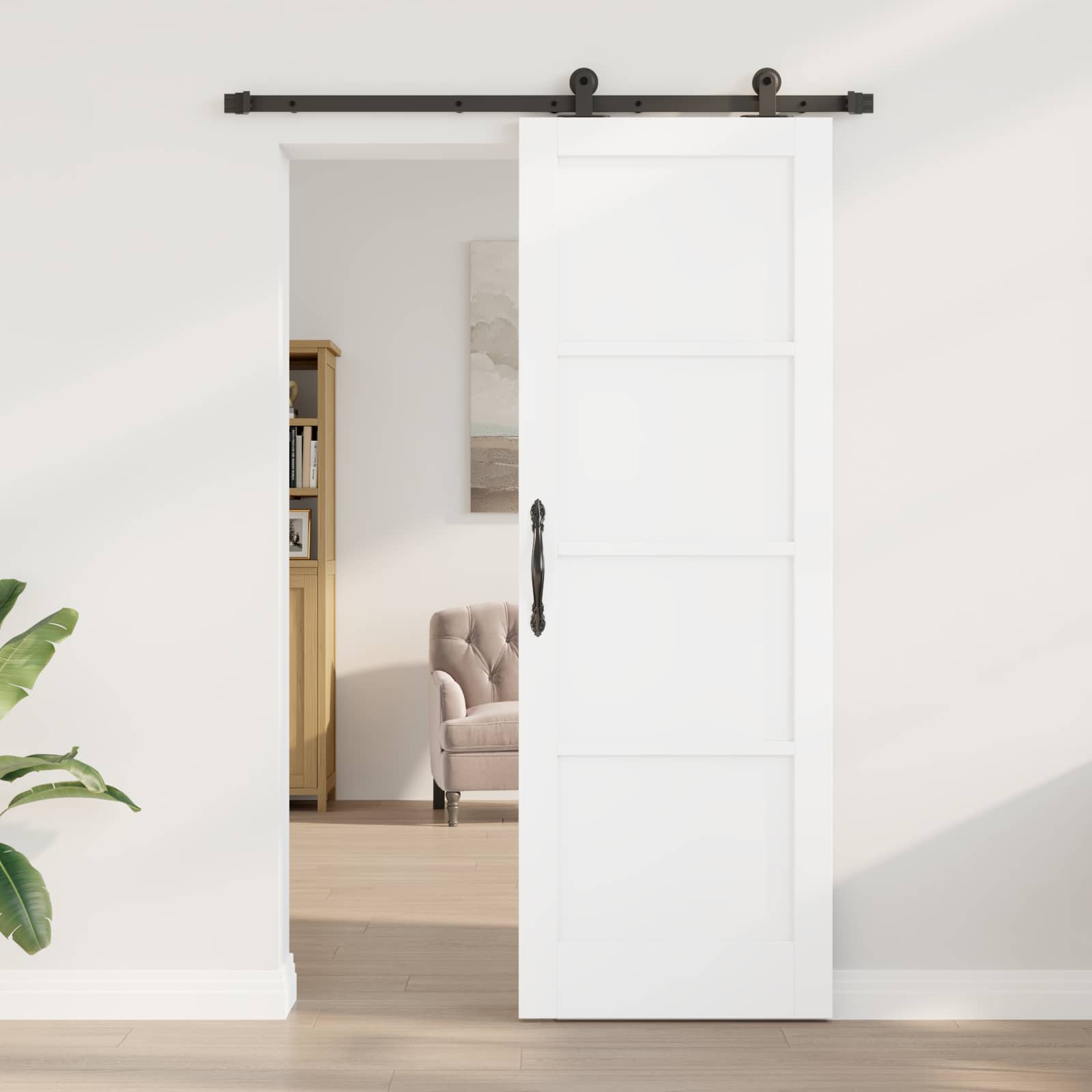 vidaXL - Schuifdeur - ORKDAL - 73,5 - x - 211 - cm - Bewerkt - hout - Wit - en - zwart