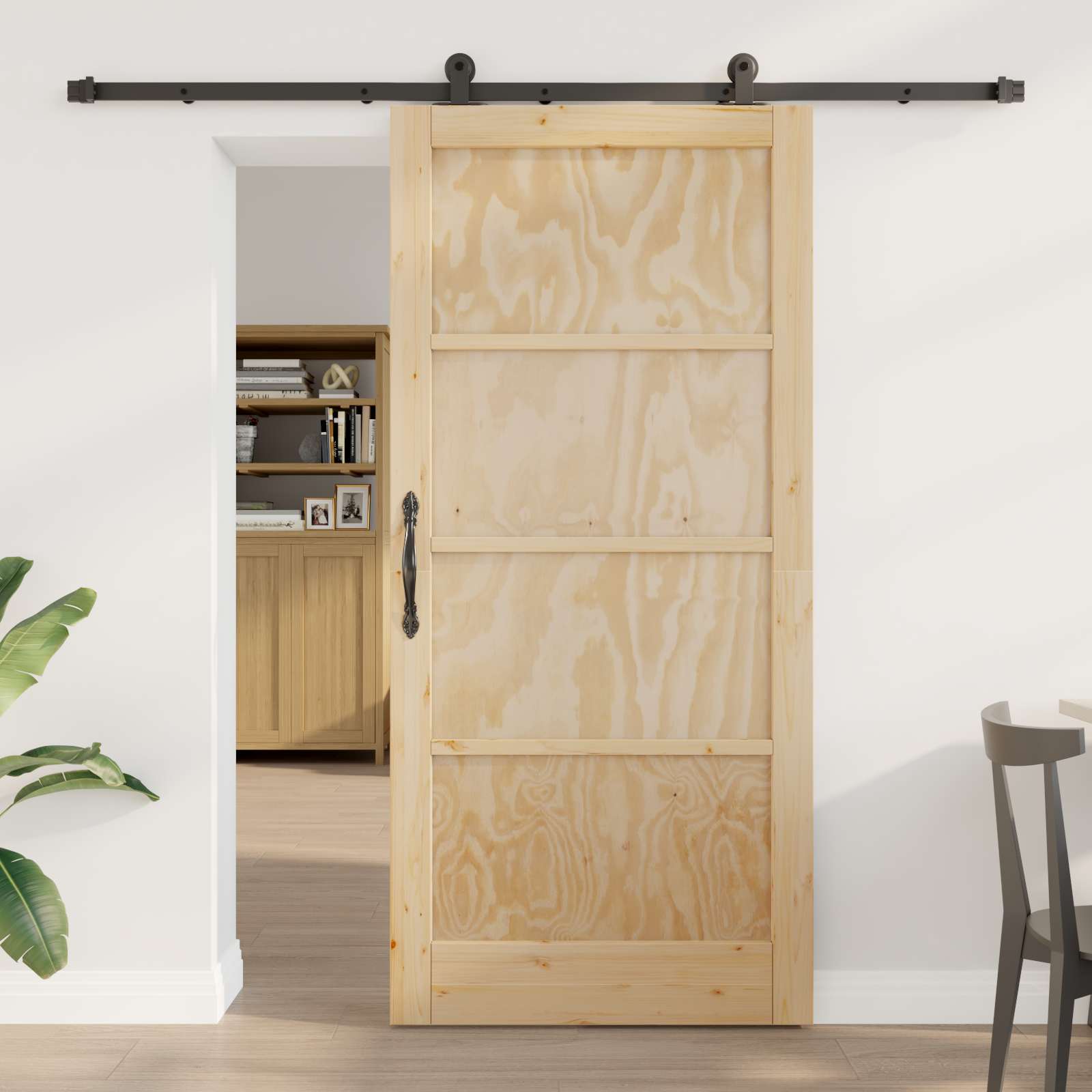 vidaXL Skydedør ORKDAL 93 x 202 cm Konstrueret træ Naturfarvet og sort