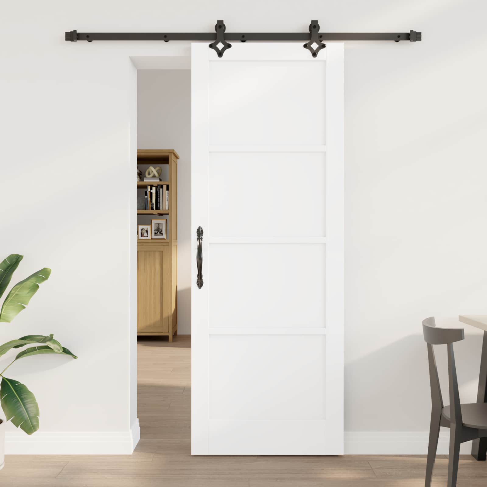 vidaXL Skydedør 78 x 211 cm Konstrueret træ Hvid og sort