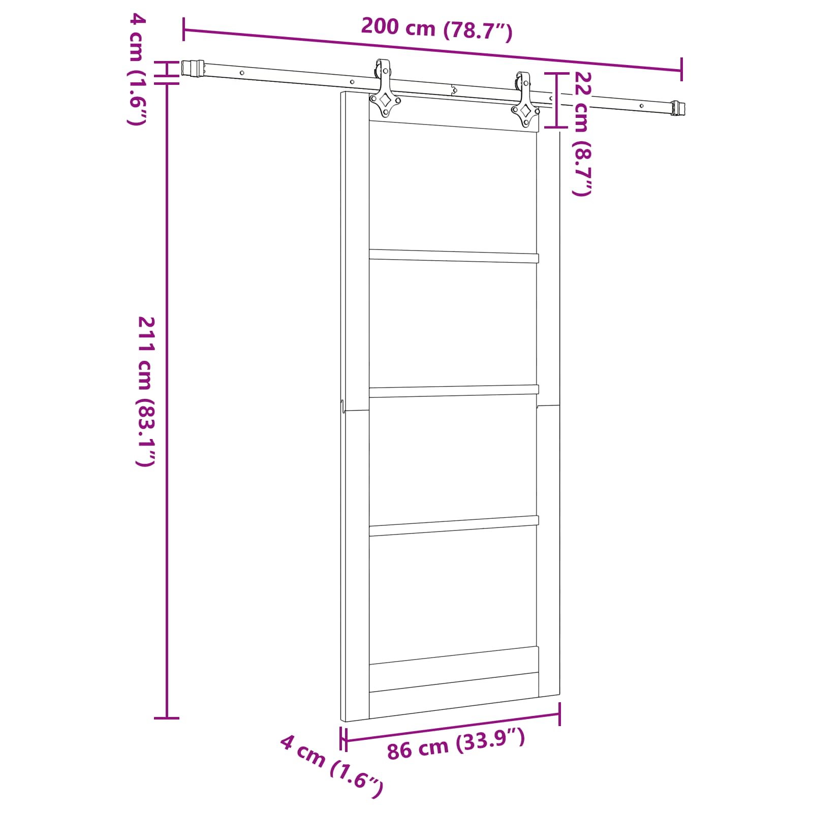 Drsna vrata 86 x 211 cm Inženirski les Bela in črna