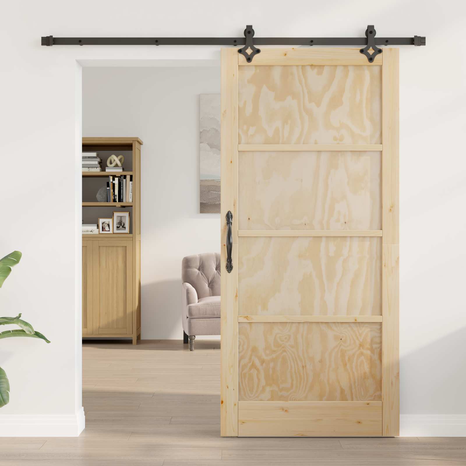 Drsna vrata 93 x 202 cm Inženirski les Naravna in črna