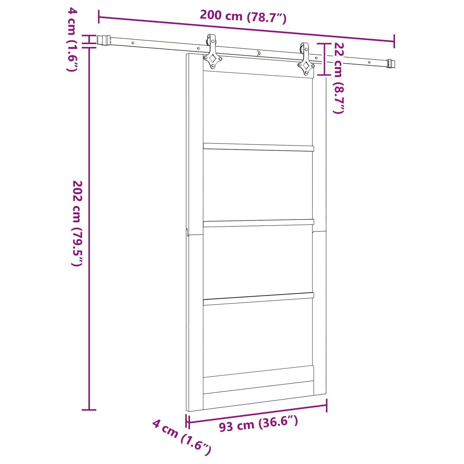 Drsna vrata 93 x 202 cm Inženirski les Naravna in črna
