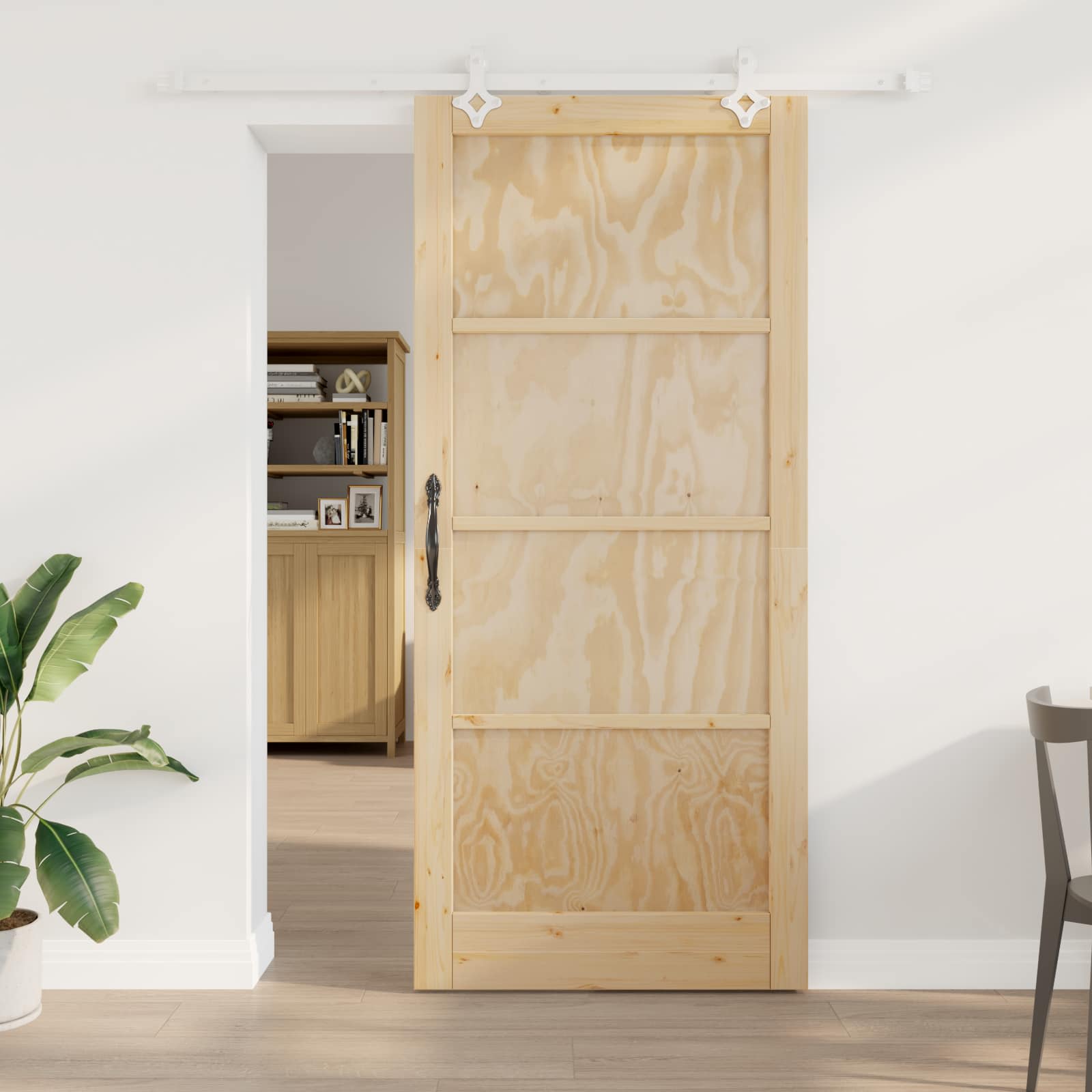 vidaXL Skydedør 93 x 211 cm Konstrueret træ Natur og hvid
