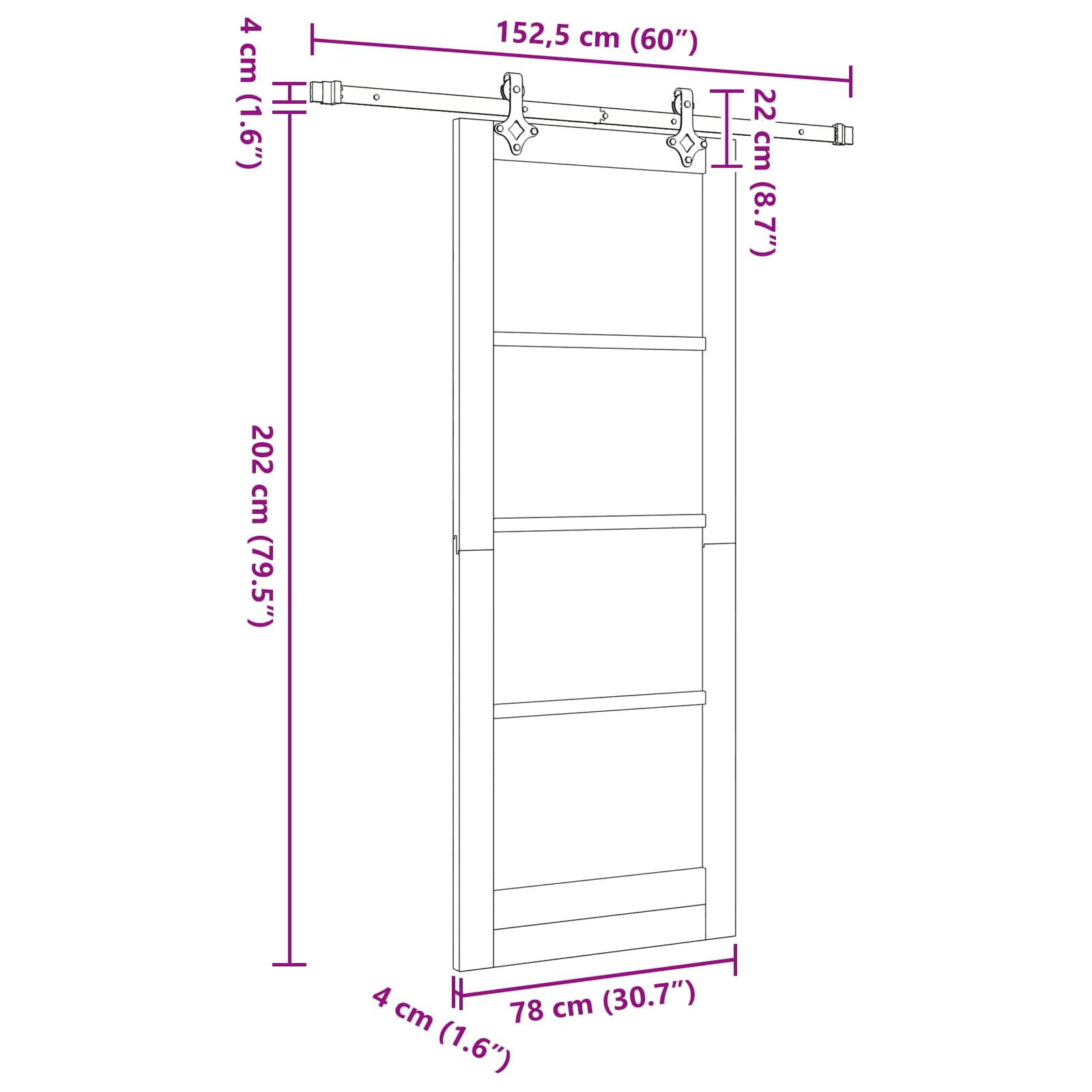 Drsna vrata ORKDAL 78 x 202 cm Inženirski les Bela in črna