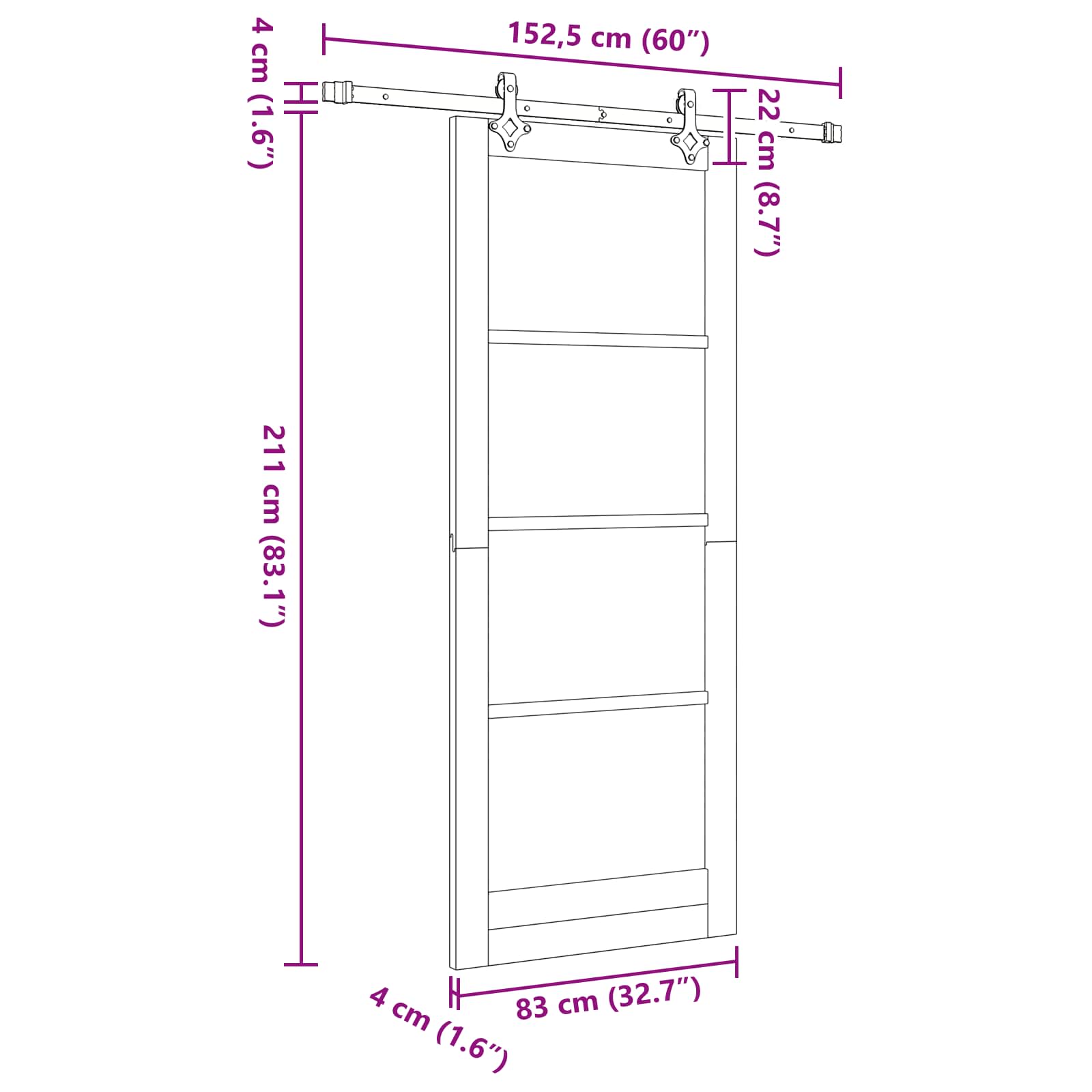 Drsna vrata ORKDAL 83 x 211 cm Inženirski les Bela in črna