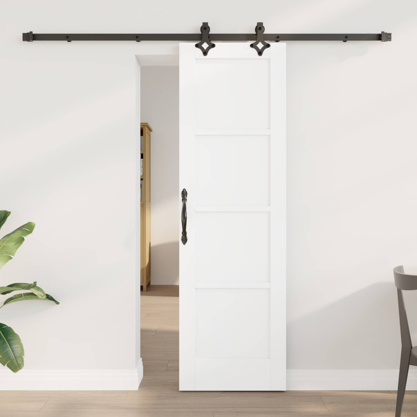 vidaXL Skydedør ORKDAL 61 x 198,5 cm Konstrueret træ Hvid og sort