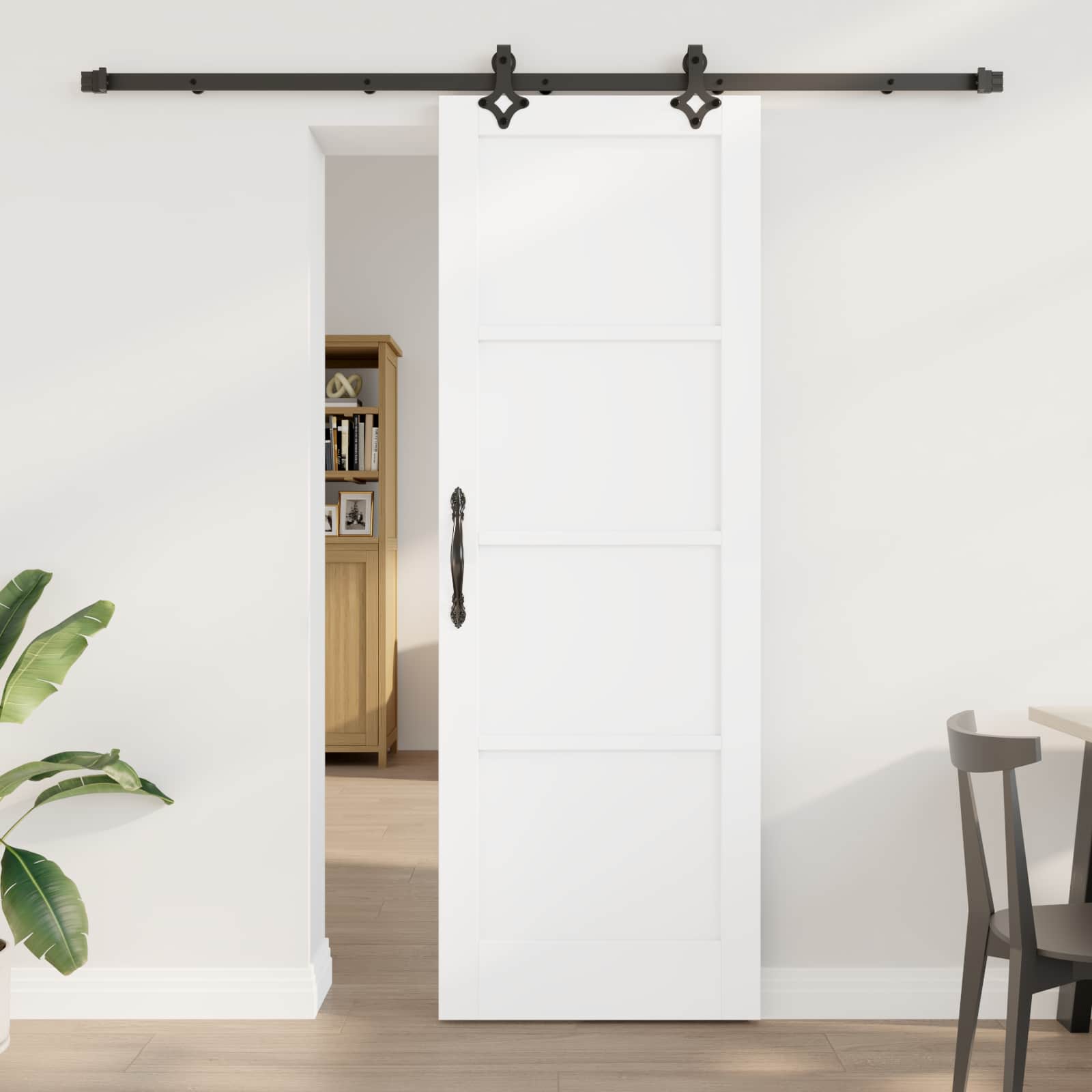 vidaXL Skydedør ORKDAL 73,5 x 211 cm Konstrueret træ Hvid og sort