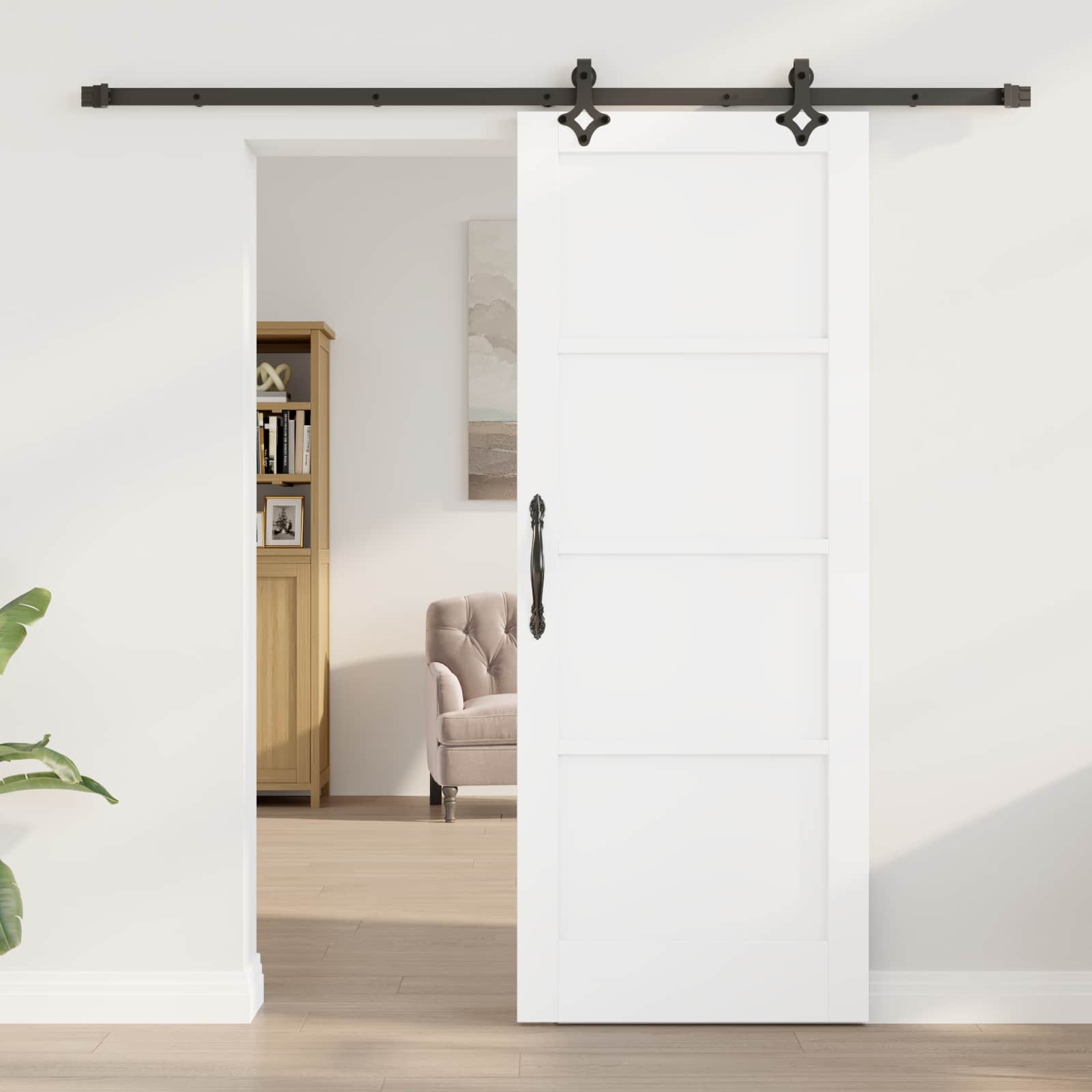 Drsna vrata ORKDAL 78 x 202 cm Inženirski les Bela in črna
