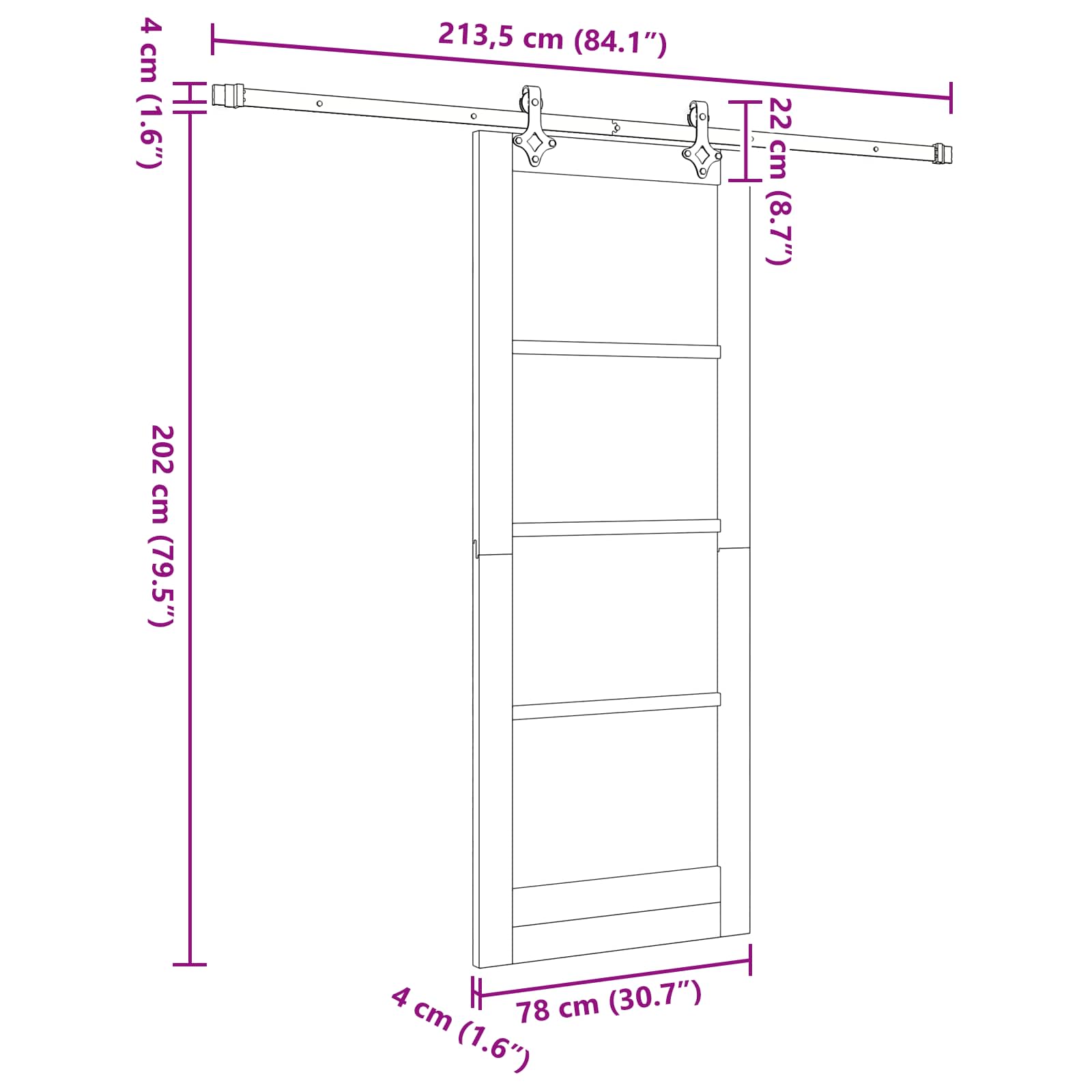 Drsna vrata ORKDAL 78 x 202 cm Inženirski les Bela in črna