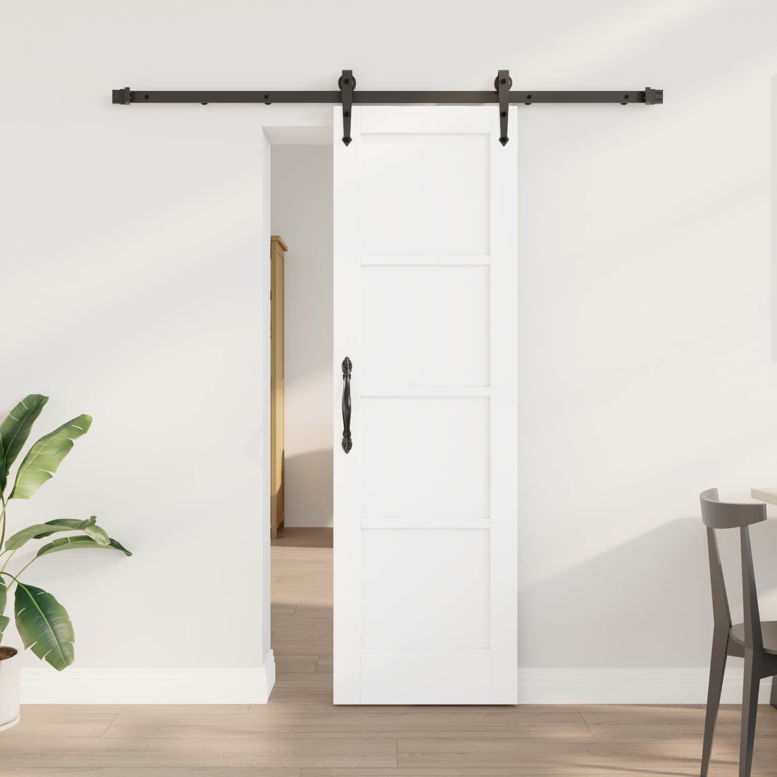 vidaXL Skydedør ORKDAL 61 x 198,5 cm Konstrueret træ Hvid og sort