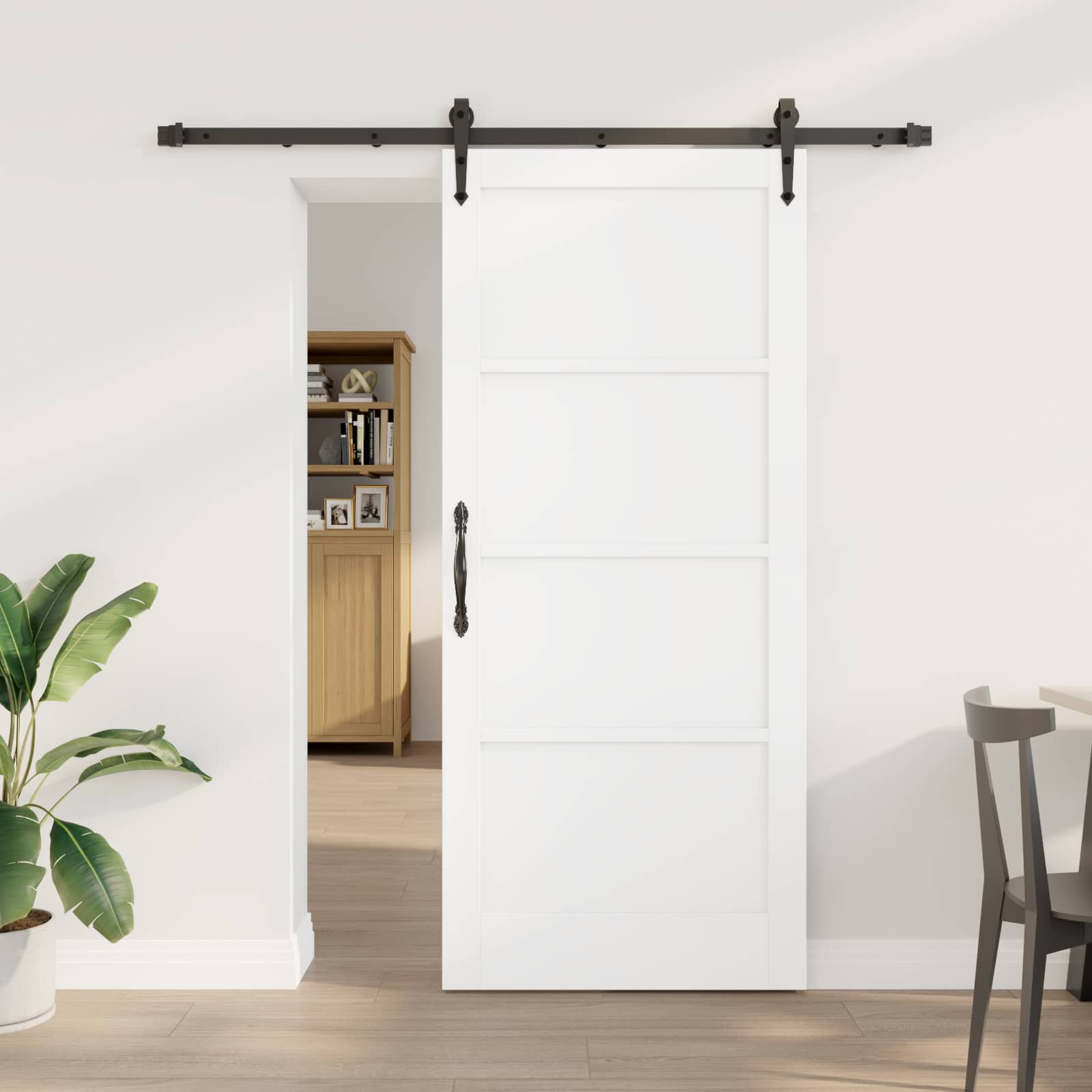 vidaXL Skydedør ORKDAL 86 x 198,5 cm Konstrueret træ Hvid og sort