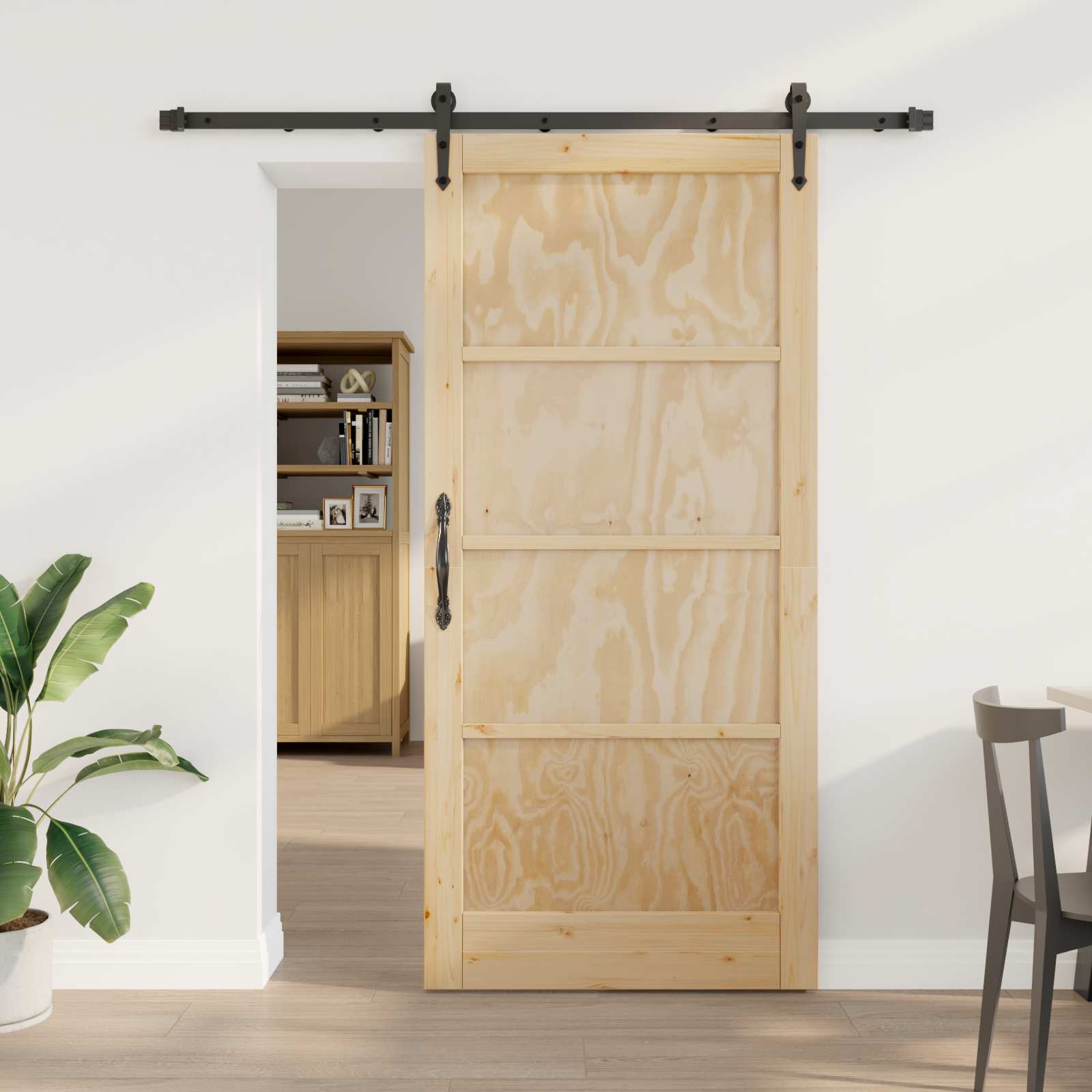 Drsna vrata ORKDAL 93 x 202 cm Inženirski les Naravna in črna