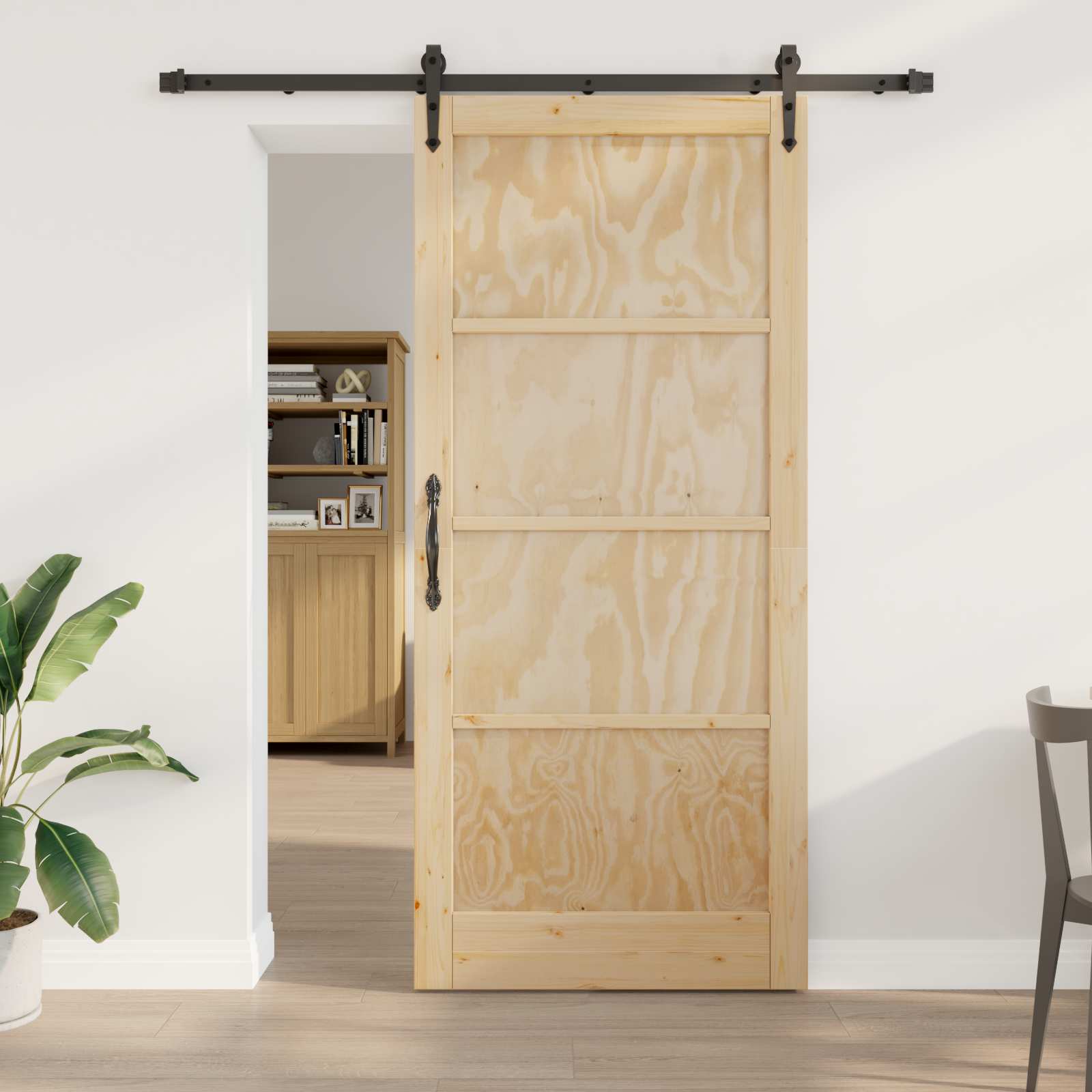 vidaXL Skydedør ORKDAL 93 x 211 cm Konstrueret træ Naturfarvet og sort