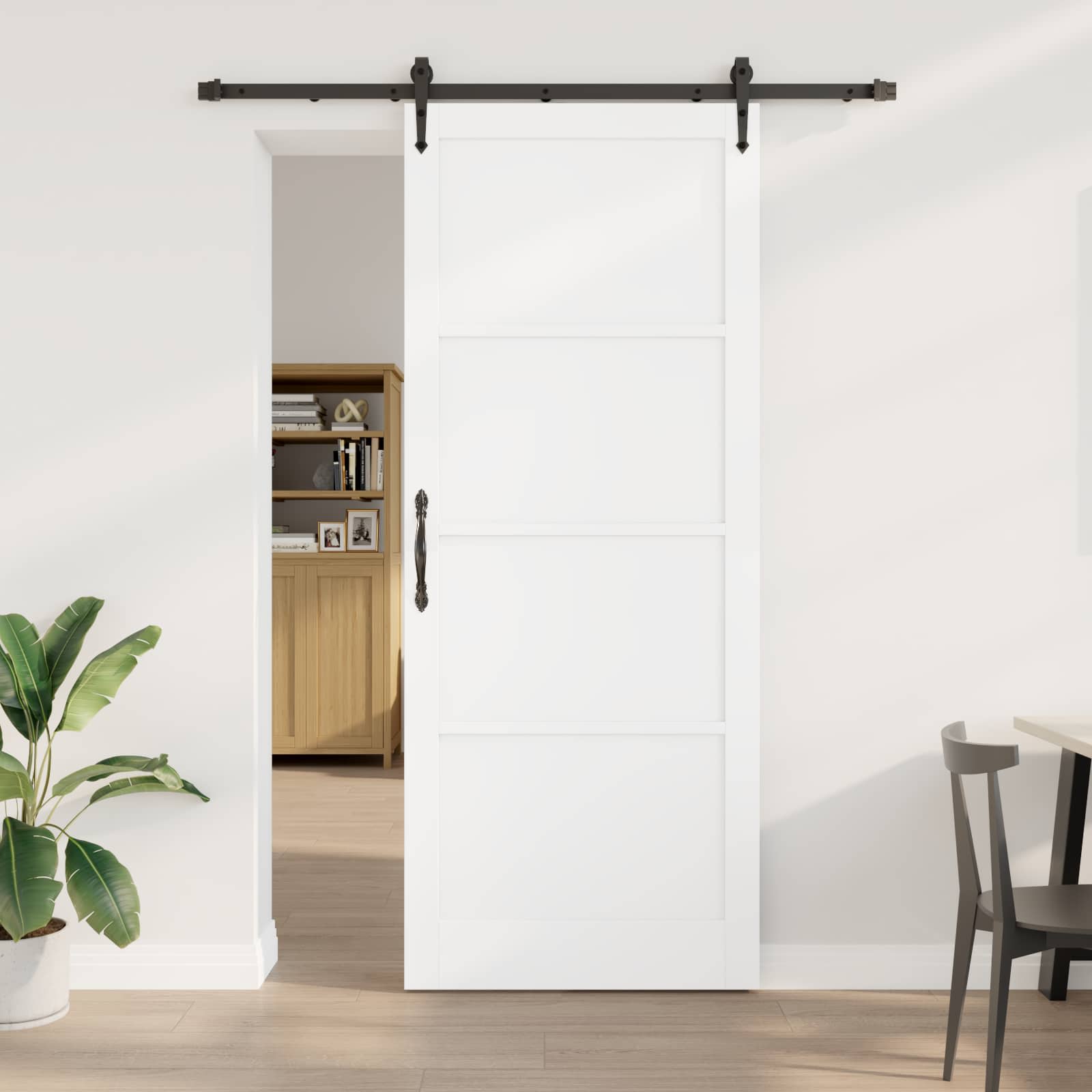 vidaXL Skydedør ORKDAL 93 x 232 cm Konstrueret træ Hvid og sort