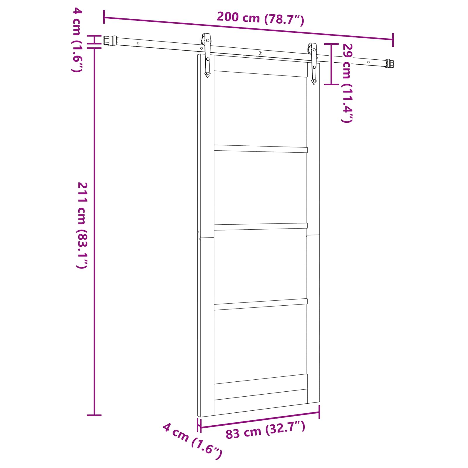 Drsna vrata ORKDAL 83 x 211 cm Inženirski les Bela in črna