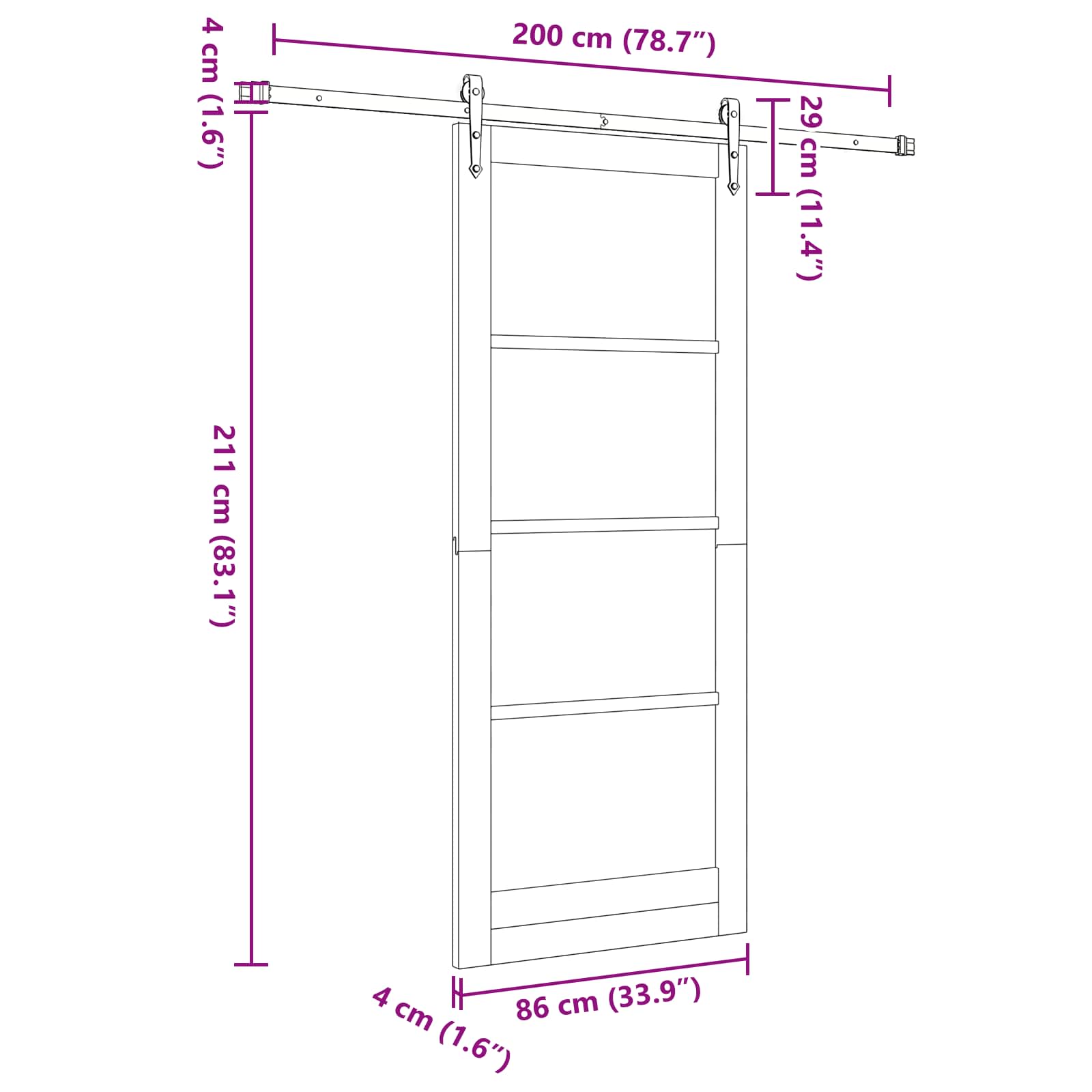 Drsna vrata ORKDAL 86 x 211 cm Inženirski les Bela in črna
