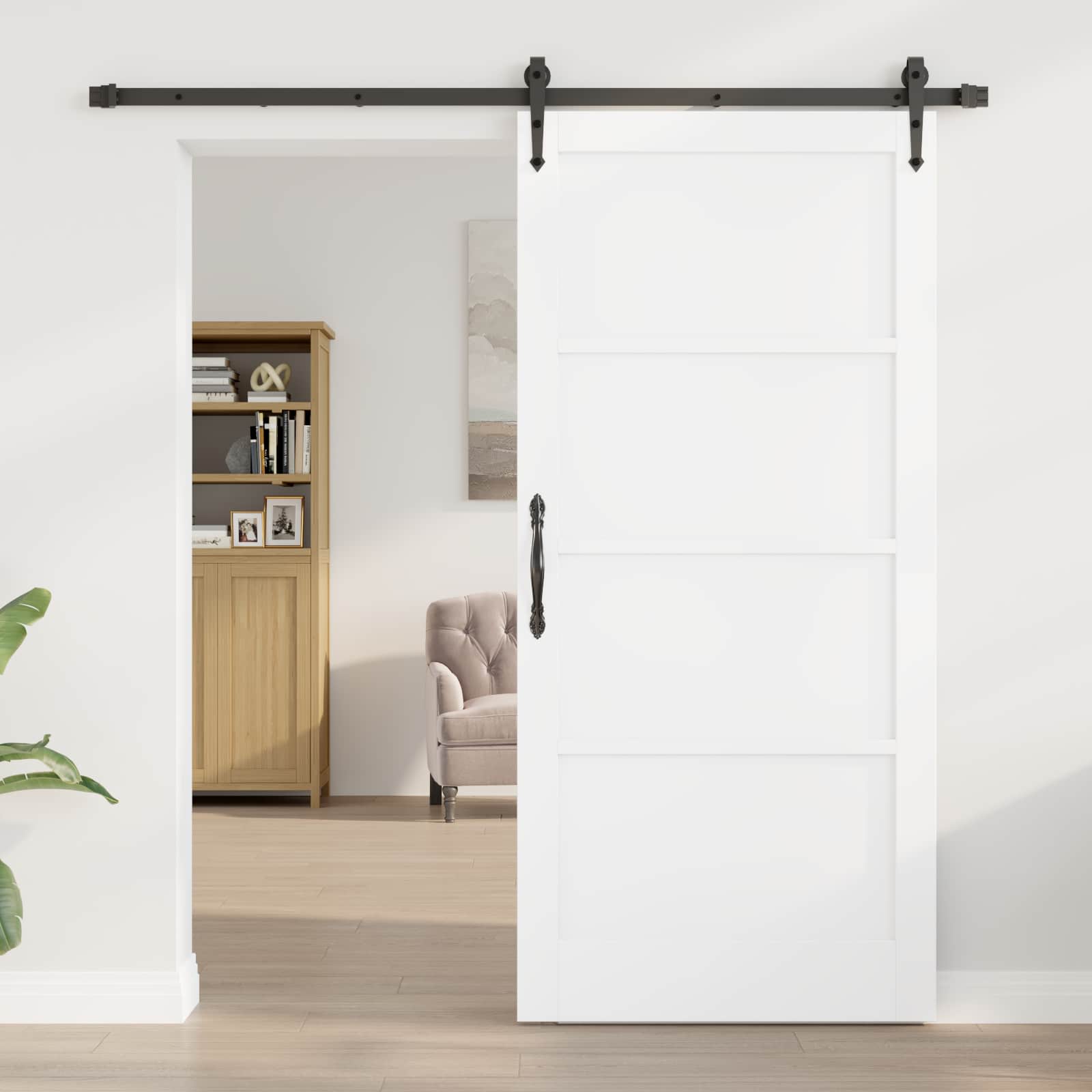 Drsna vrata ORKDAL 93 x 202 cm Inženirski les Bela in črna