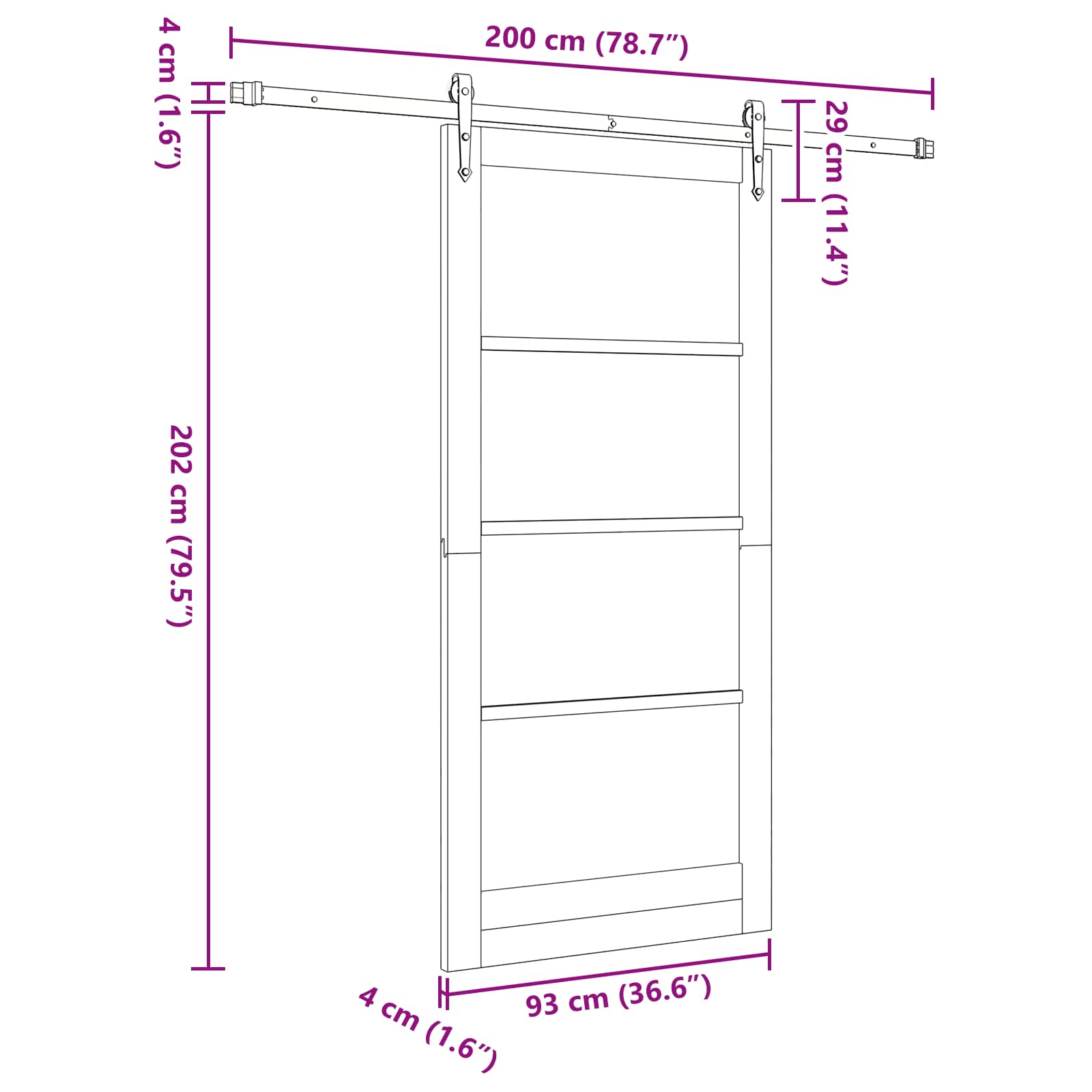 Drsna vrata ORKDAL 93 x 202 cm Inženirski les Bela in črna