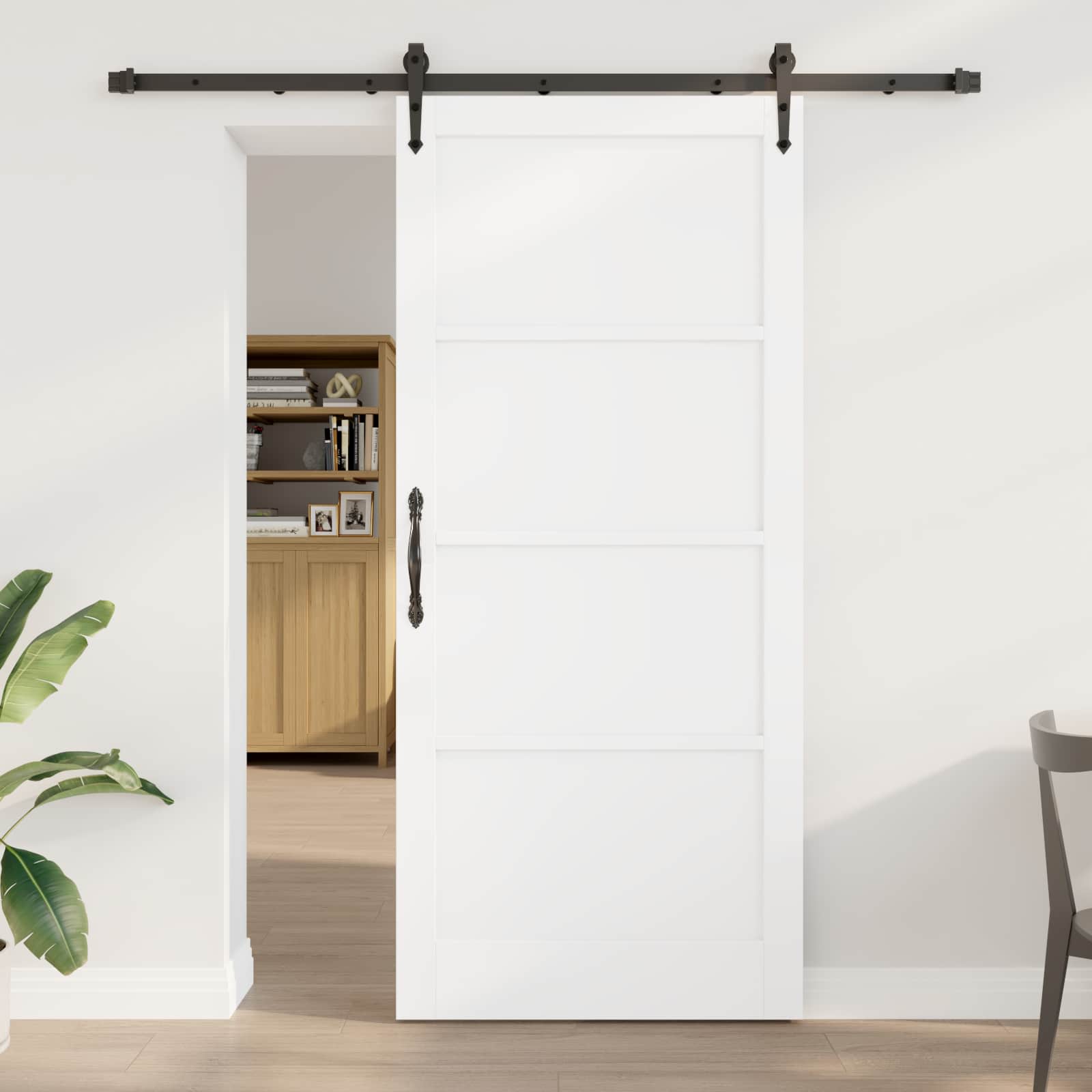 Drsna vrata ORKDAL 93 x 211 cm Inženirski les Bela in črna