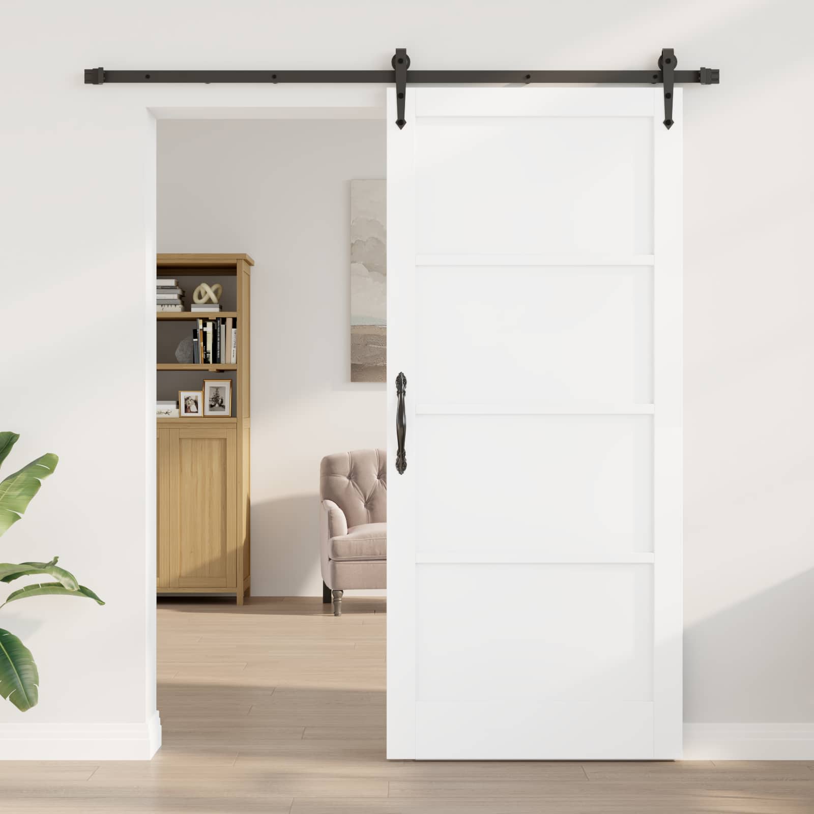Drsna vrata ORKDAL 93 x 211 cm Inženirski les Bela in črna