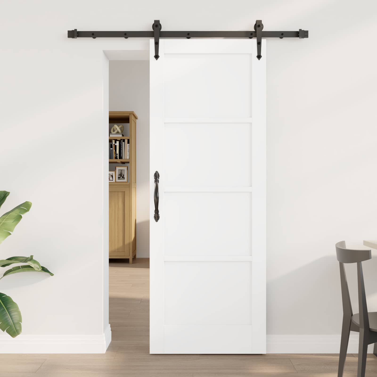 vidaXL Skydedør ORKDAL 73,5 x 198,5 cm Massivt fyrretræ Hvid og sort