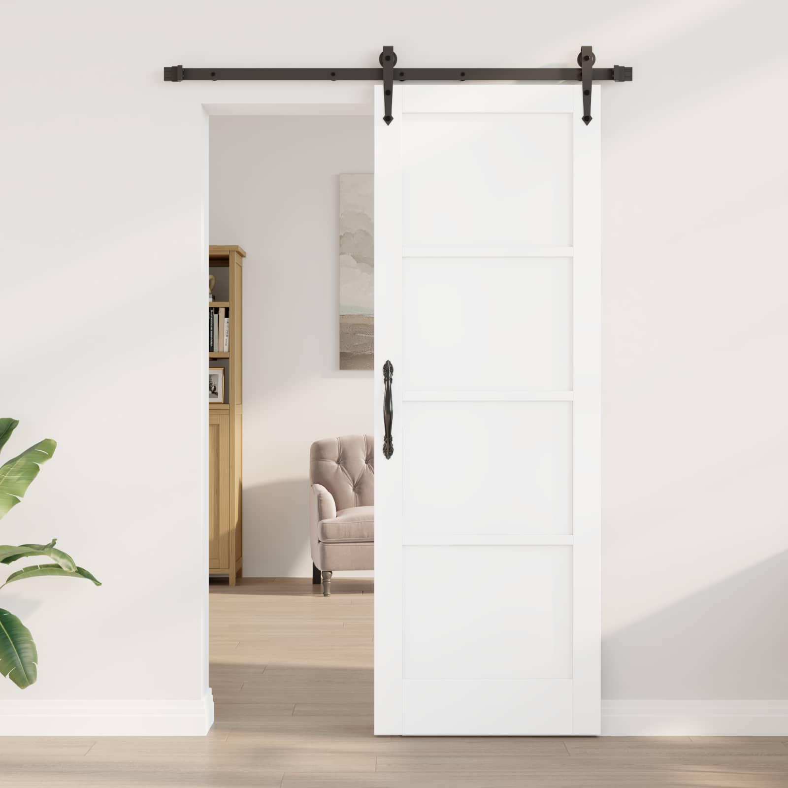 vidaXL - Schuifdeur - ORKDAL - 73,5 - x - 211 - cm - Massief - grenenhout - Wit - en - zwart