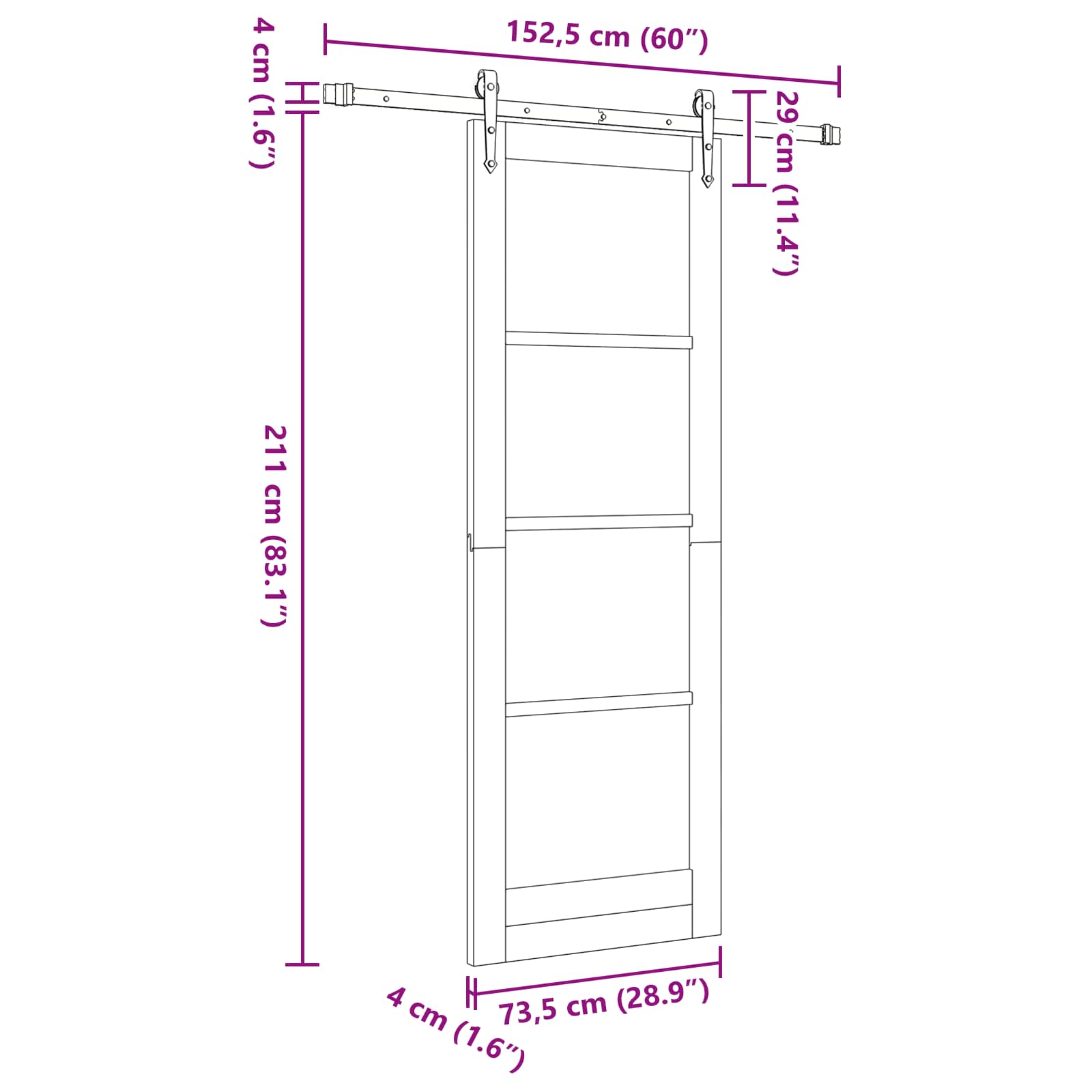 Drsna vrata ORKDAL 78 x 202 cm Inženirski les Bela in črna