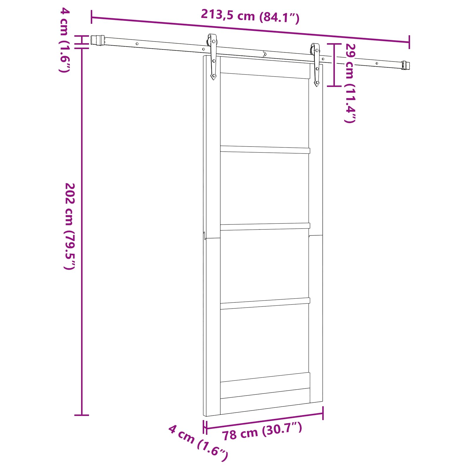 Drsna vrata ORKDAL 78 x 202 cm Inženirski les Bela in črna