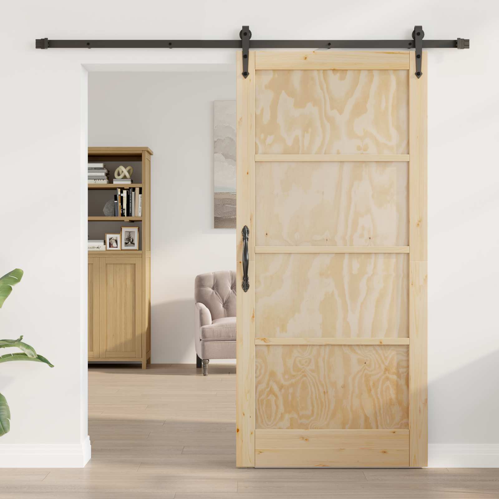 Drsna vrata ORKDAL 93 x 202 cm Inženirski les Naravna in črna