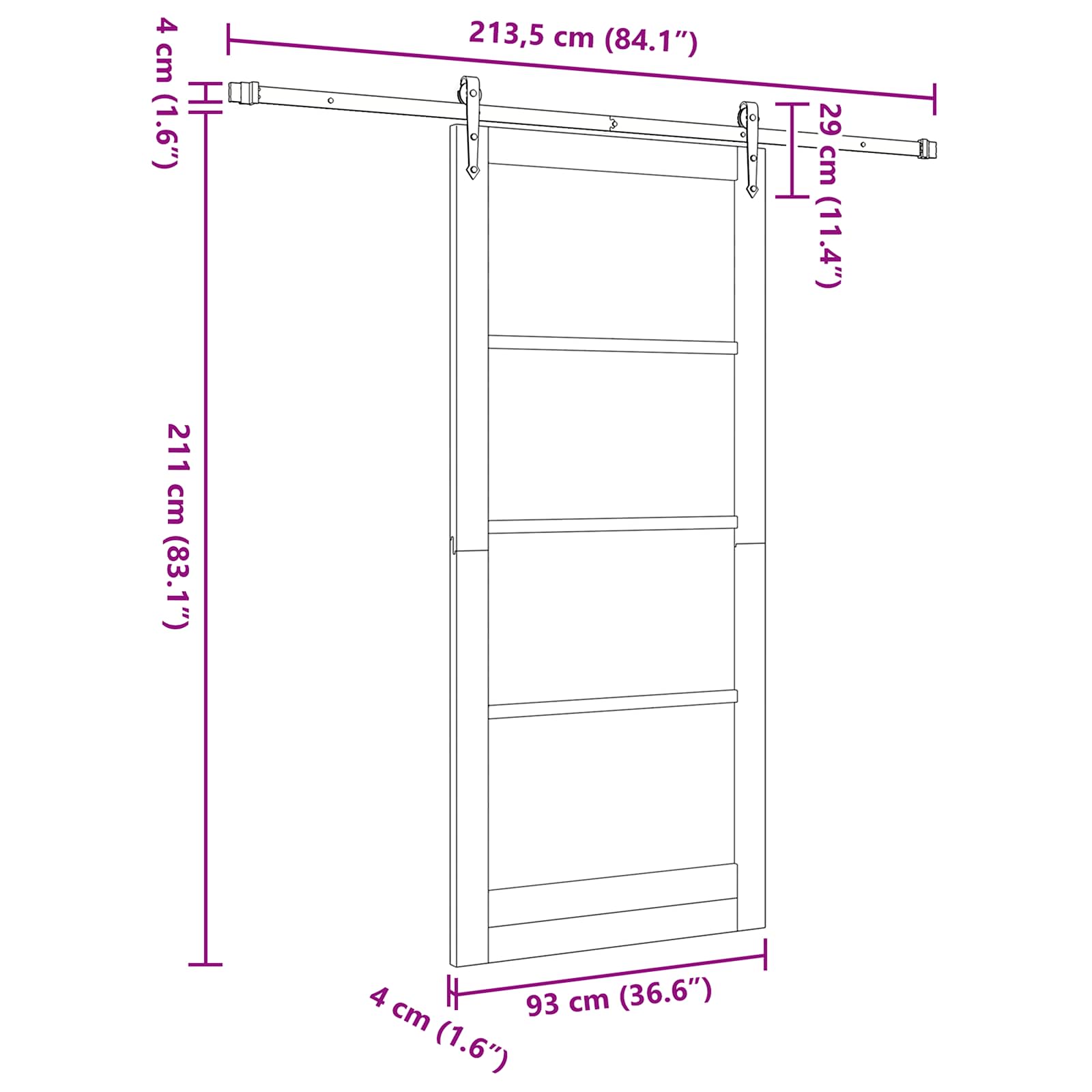 Drsna vrata ORKDAL 93 x 211 cm Inženirski les Bela in črna