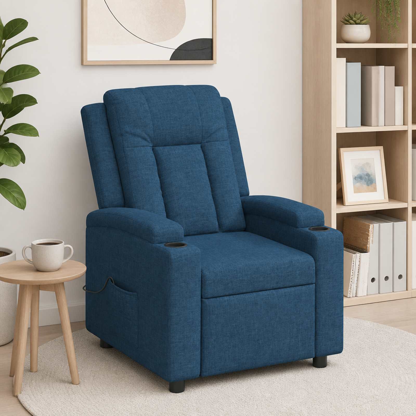 vidaXL Massagelænestol Blå 75 x 95 x 100 cm Stof
