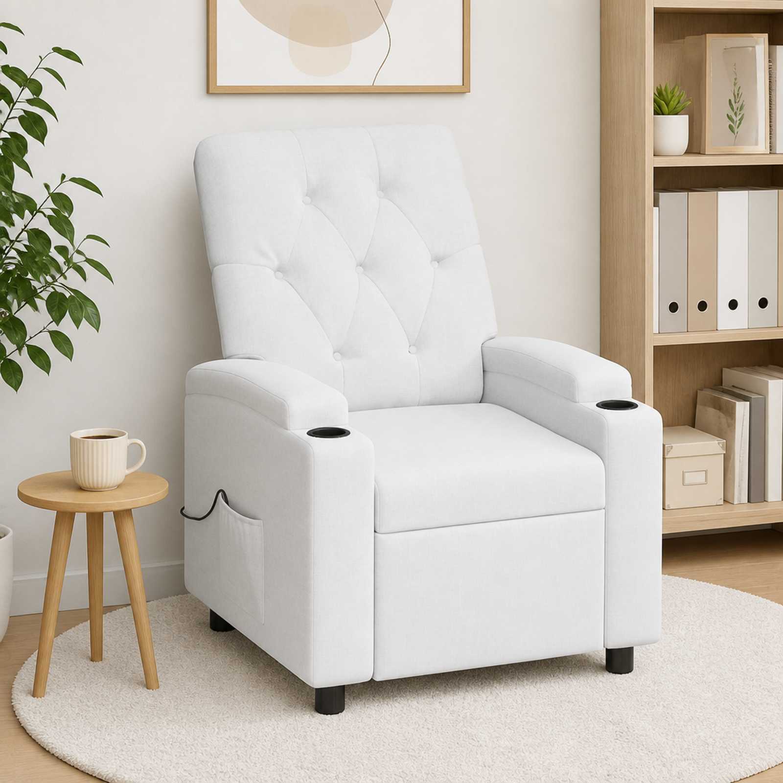 vidaXL Massagelænestol Hvid 75 x 95 x 101 cm Stof