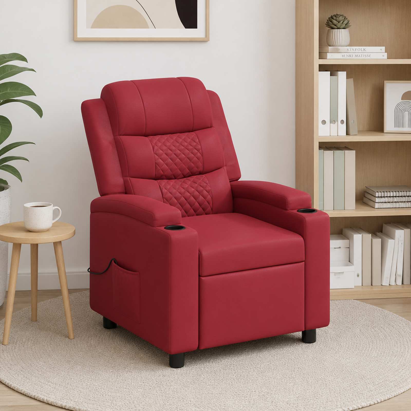 vidaXL Massagelænestol Vinrød 75 x 93 x 98 cm Stof