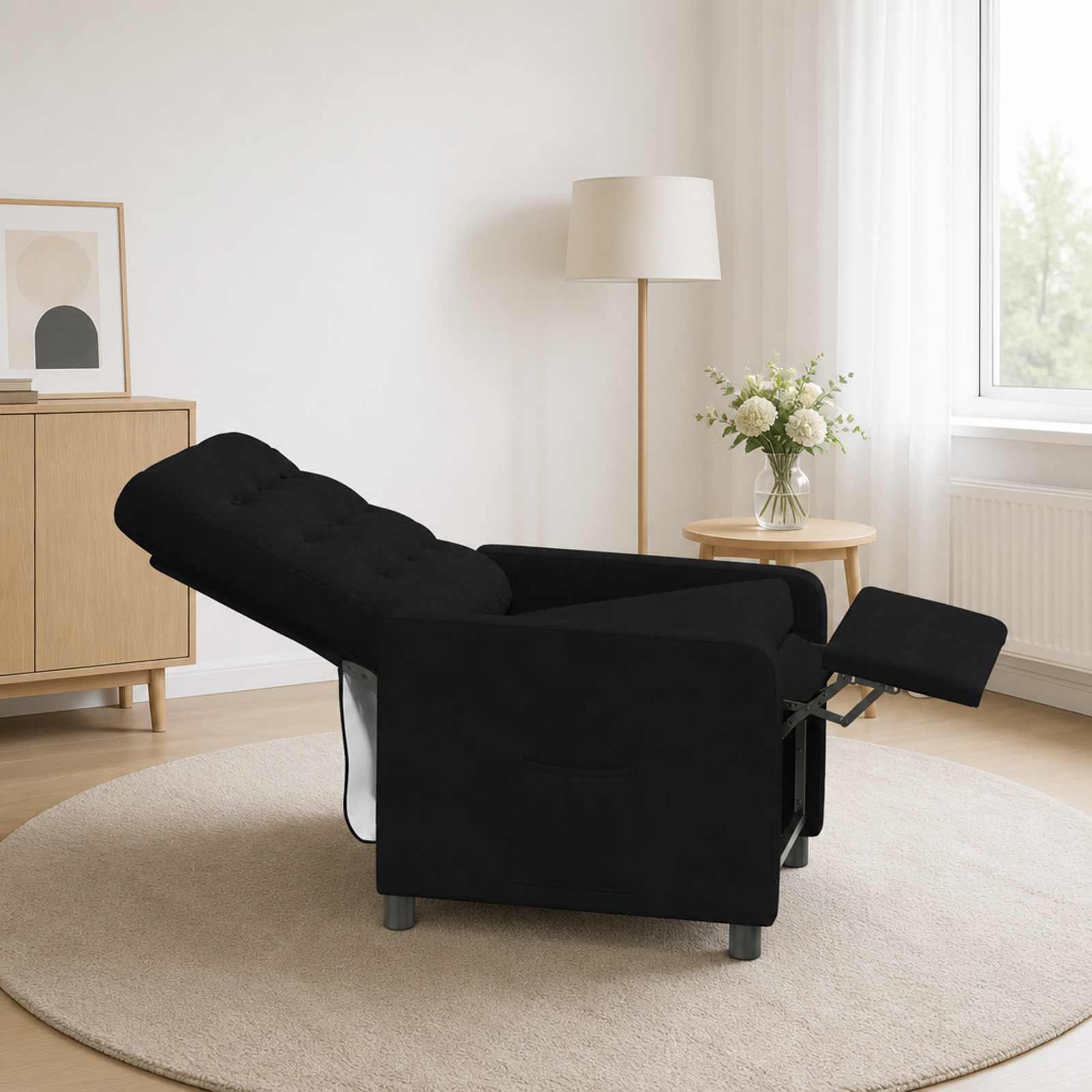 vidaXL Ligstoel Zwart 65 x 93 x 102 cm Stof, foto 2